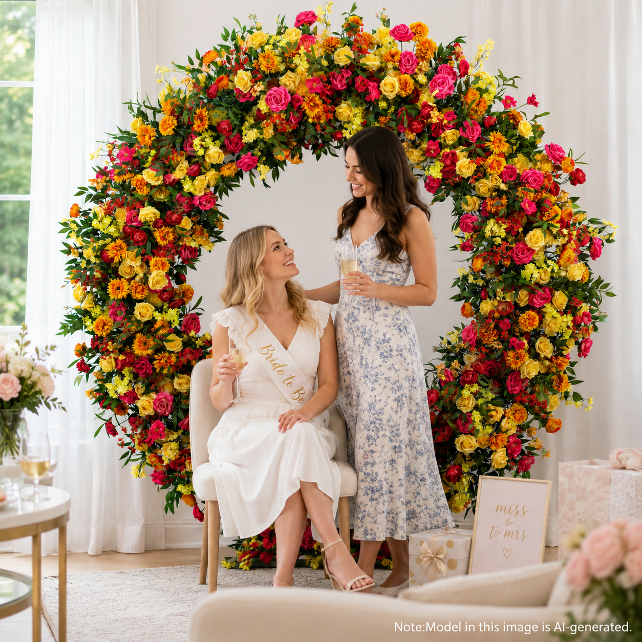 Full Circle Artificial Flower Arch with Stand, 86.6 in, Event Backdrop