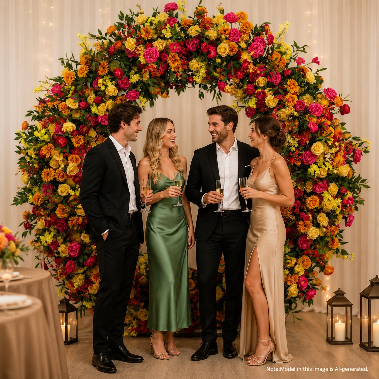 Full Circle Artificial Flower Arch with Stand, 86.6 in, Event Backdrop