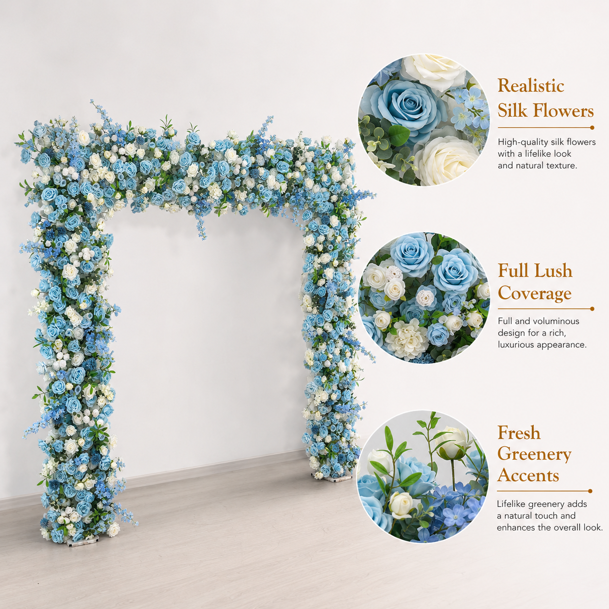 Square Artificial Flower Arch with Stand, 94.5 in, Wedding Party Backdrop