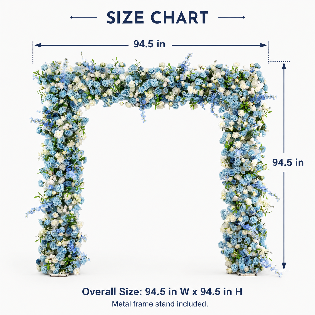 Square Artificial Flower Arch with Stand, 94.5 in, Wedding Party Backdrop