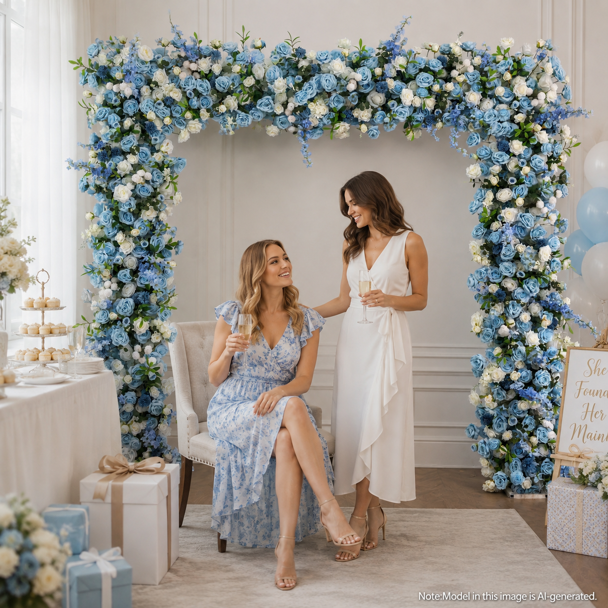 Square Artificial Flower Arch with Stand, 94.5 in, Wedding Party Backdrop