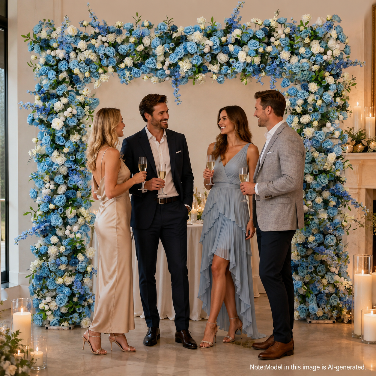 Square Artificial Flower Arch with Stand, 94.5 in, Wedding Party Backdrop