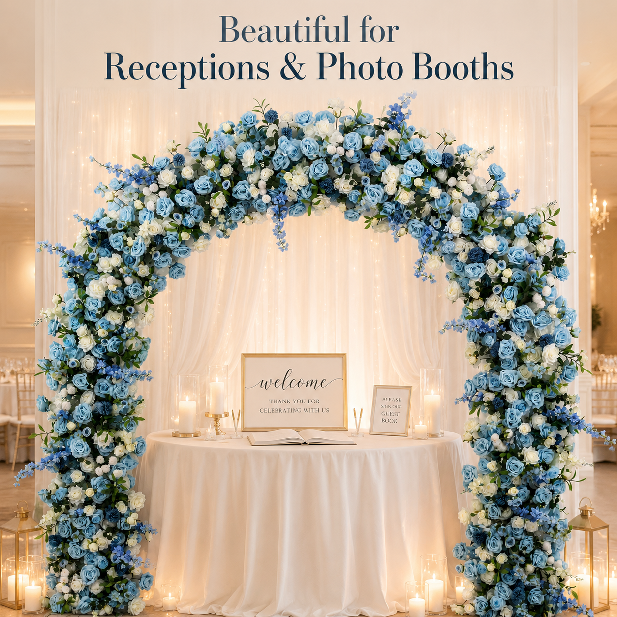 Rounded Artificial Flower Arch with Stand, 86.6 in, Wedding Ceremony Backdrop