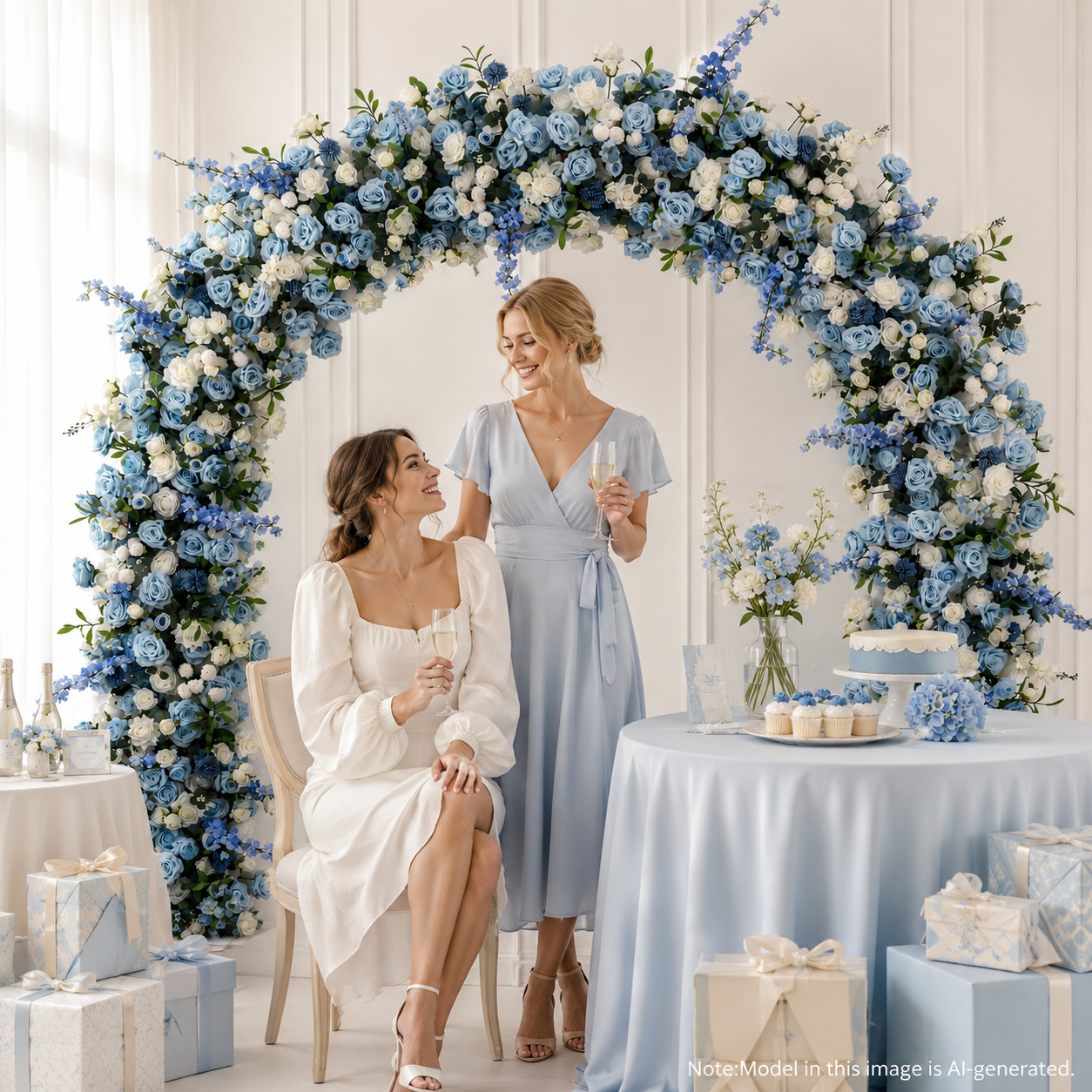 Rounded Artificial Flower Arch with Stand, 86.6 in, Wedding Ceremony Backdrop