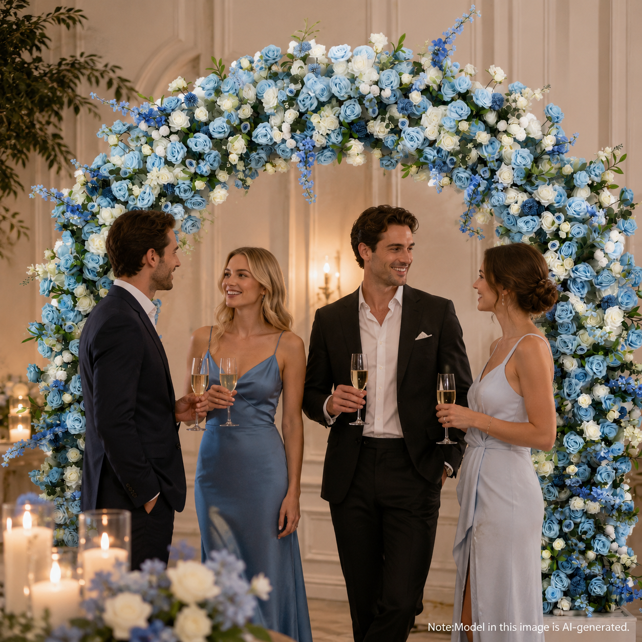 Rounded Artificial Flower Arch with Stand, 86.6 in, Wedding Ceremony Backdrop