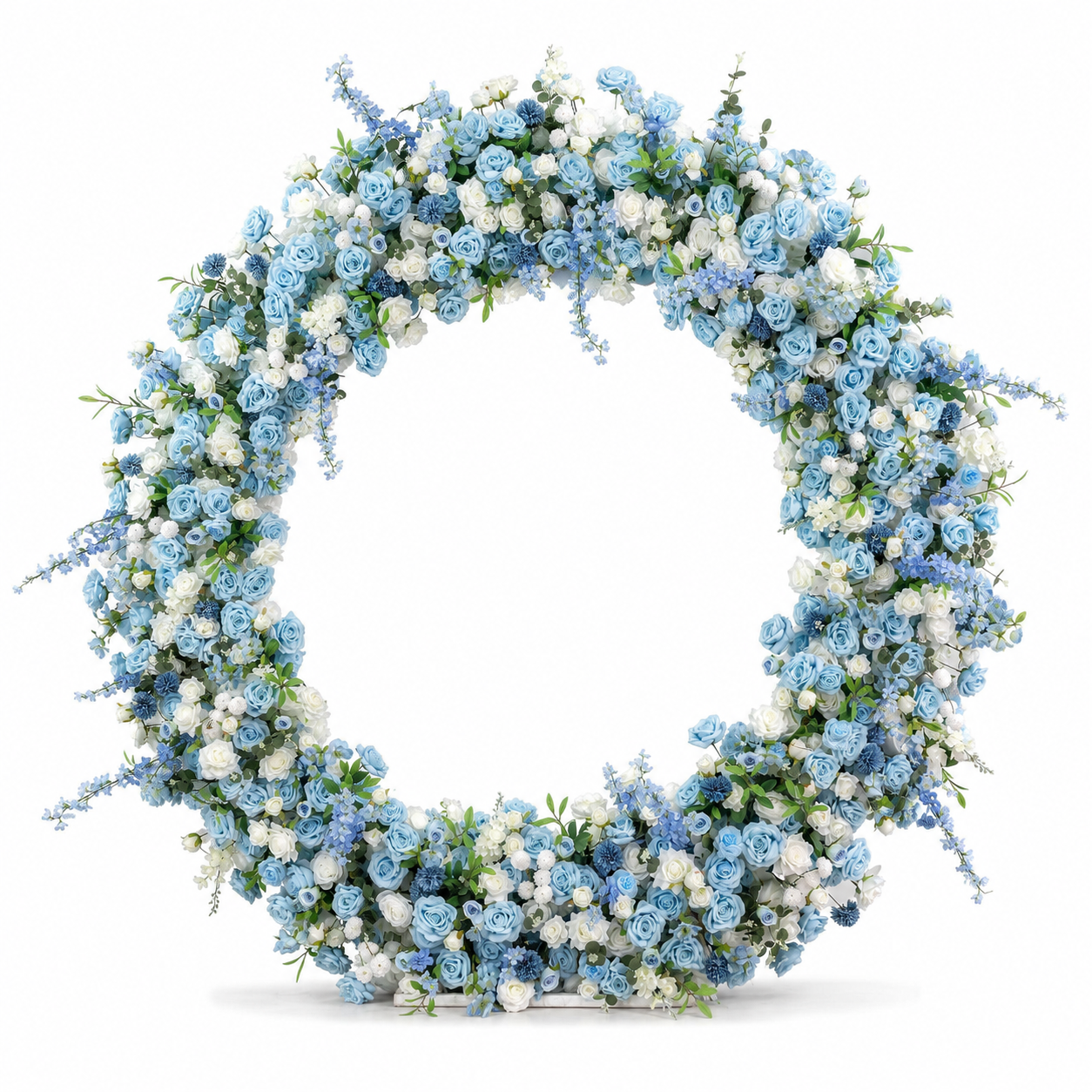 Circle Artificial Flower Arch with Stand, 86.6 in, Wedding Party Backdrop
