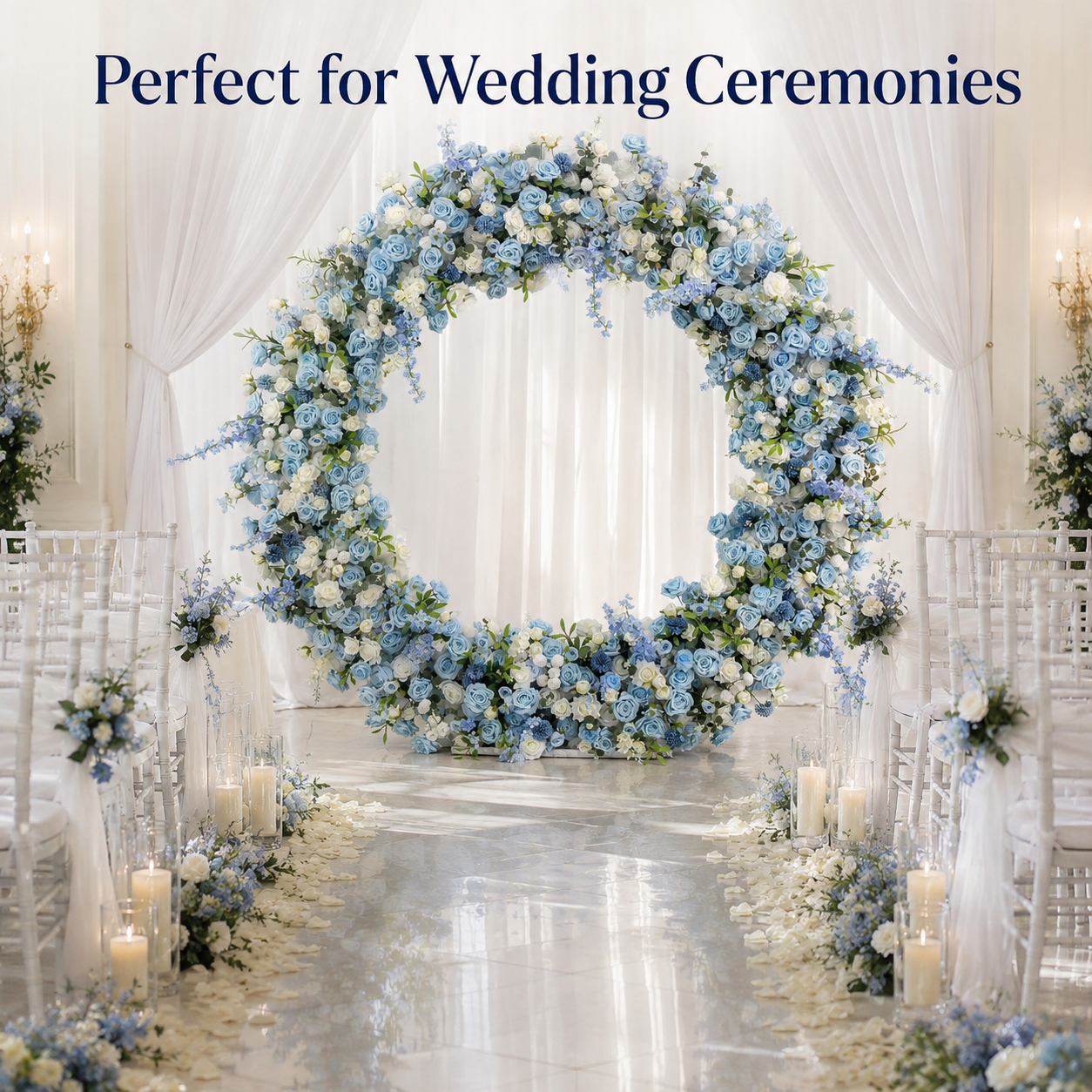 Circle Artificial Flower Arch with Stand, 86.6 in, Wedding Party Backdrop