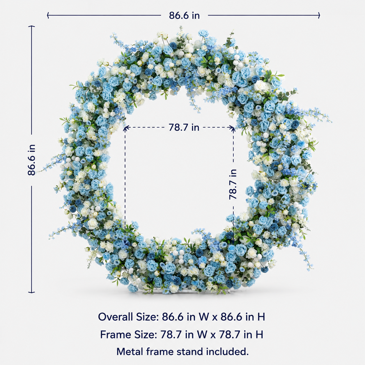 Circle Artificial Flower Arch with Stand, 86.6 in, Wedding Party Backdrop