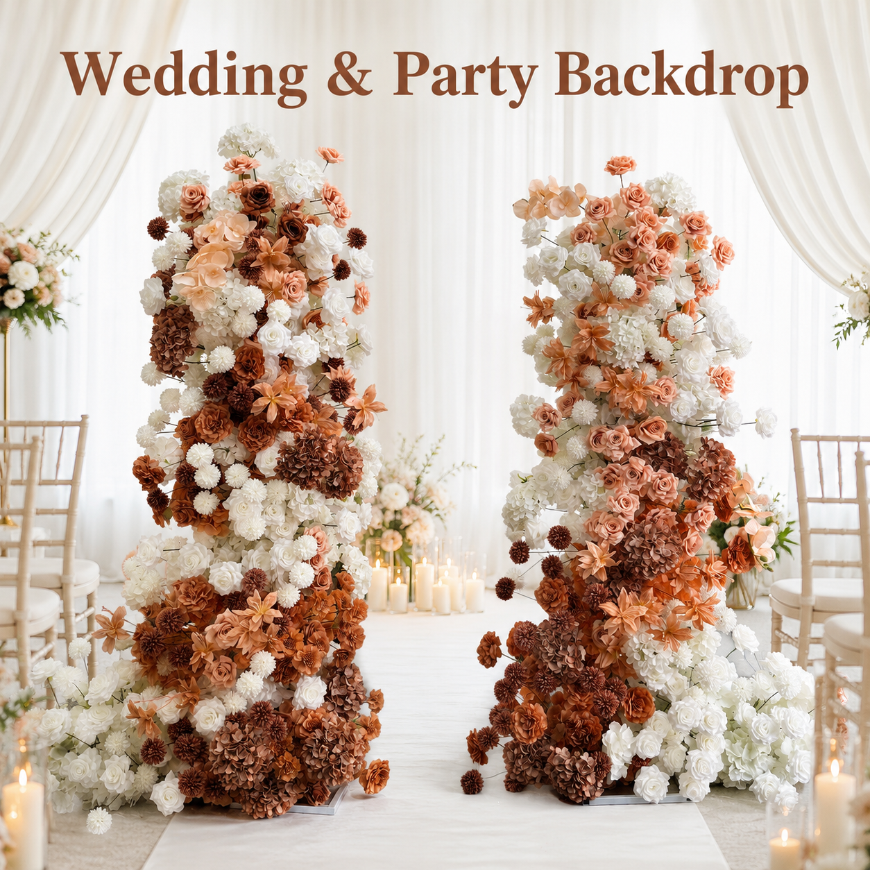 Terracotta 2-Piece Artificial Flower Columns for Wedding Backdrop Decor