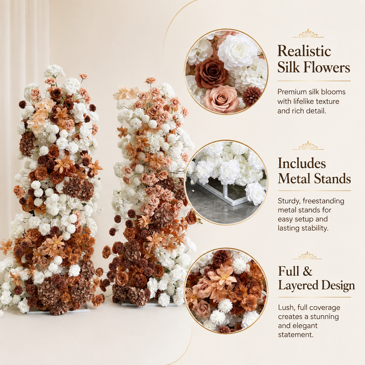 Terracotta 2-Piece Artificial Flower Columns for Wedding Backdrop Decor