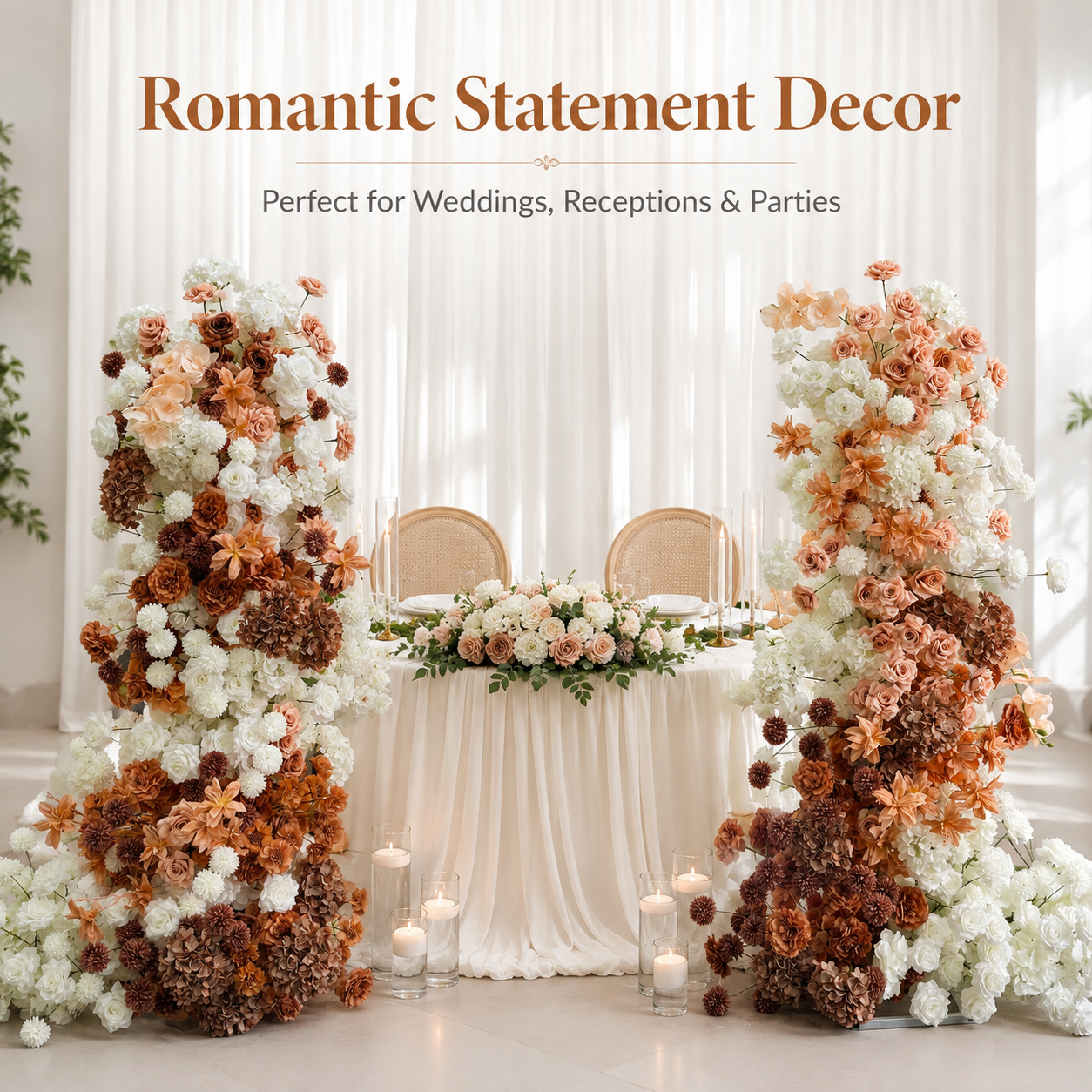 Terracotta 2-Piece Artificial Flower Columns for Wedding Backdrop Decor