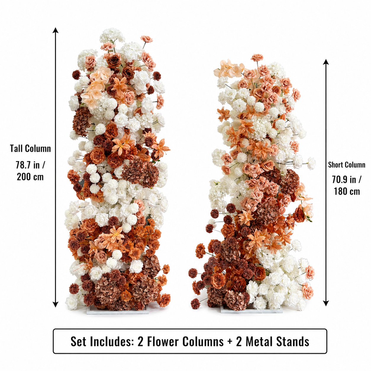 Terracotta 2-Piece Artificial Flower Columns for Wedding Backdrop Decor