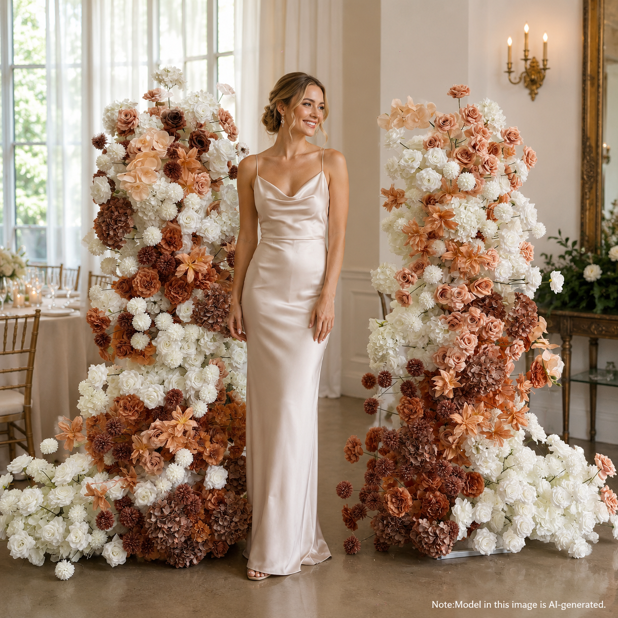 Terracotta 2-Piece Artificial Flower Columns for Wedding Backdrop Decor