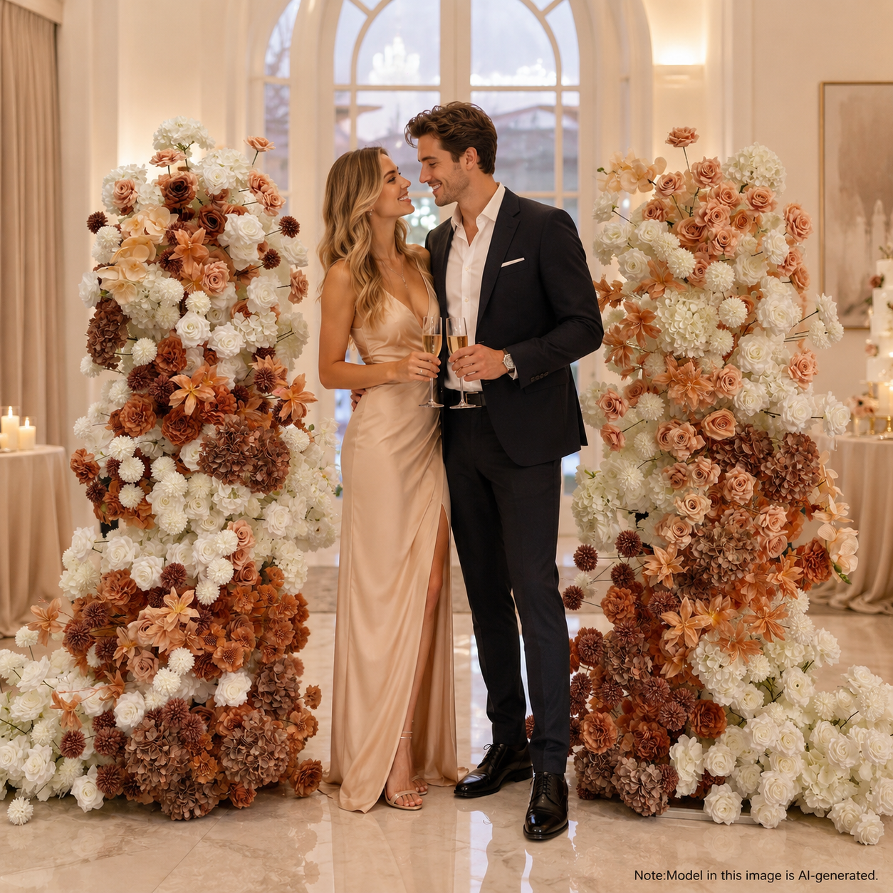 Terracotta 2-Piece Artificial Flower Columns for Wedding Backdrop Decor