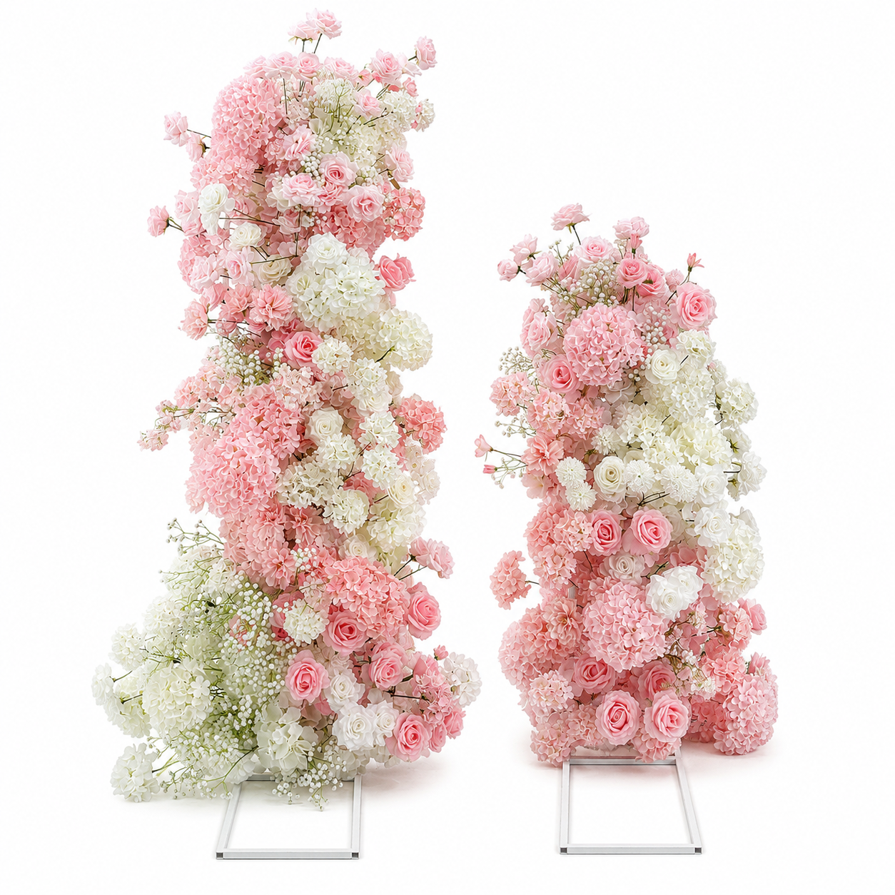 Blush Pink 2-Piece Artificial Flower Columns for Wedding Backdrop Decor