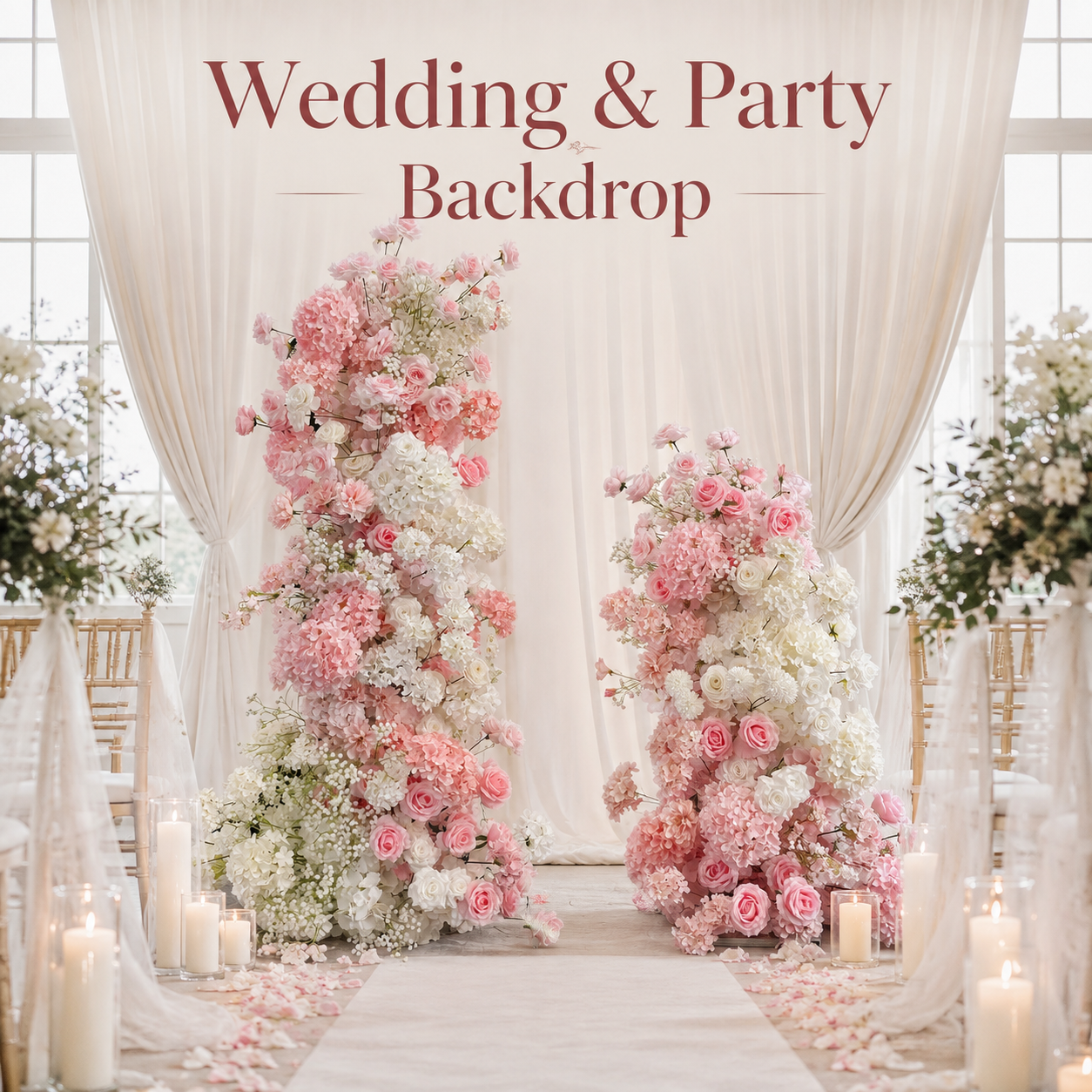 Blush Pink 2-Piece Artificial Flower Columns for Wedding Backdrop Decor