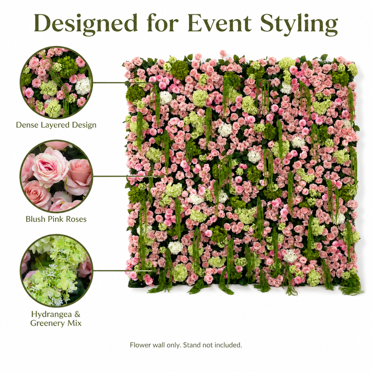 Artificial Flower Wall 240x240cm Wedding Party Backdrop, Stand Not Included