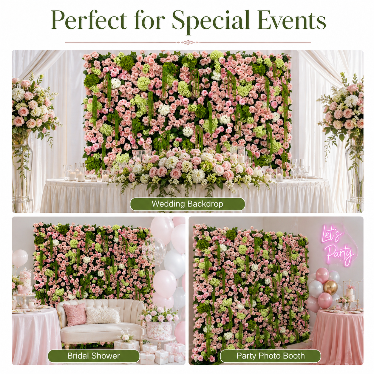 Artificial Flower Wall 240x240cm Wedding Party Backdrop, Stand Not Included