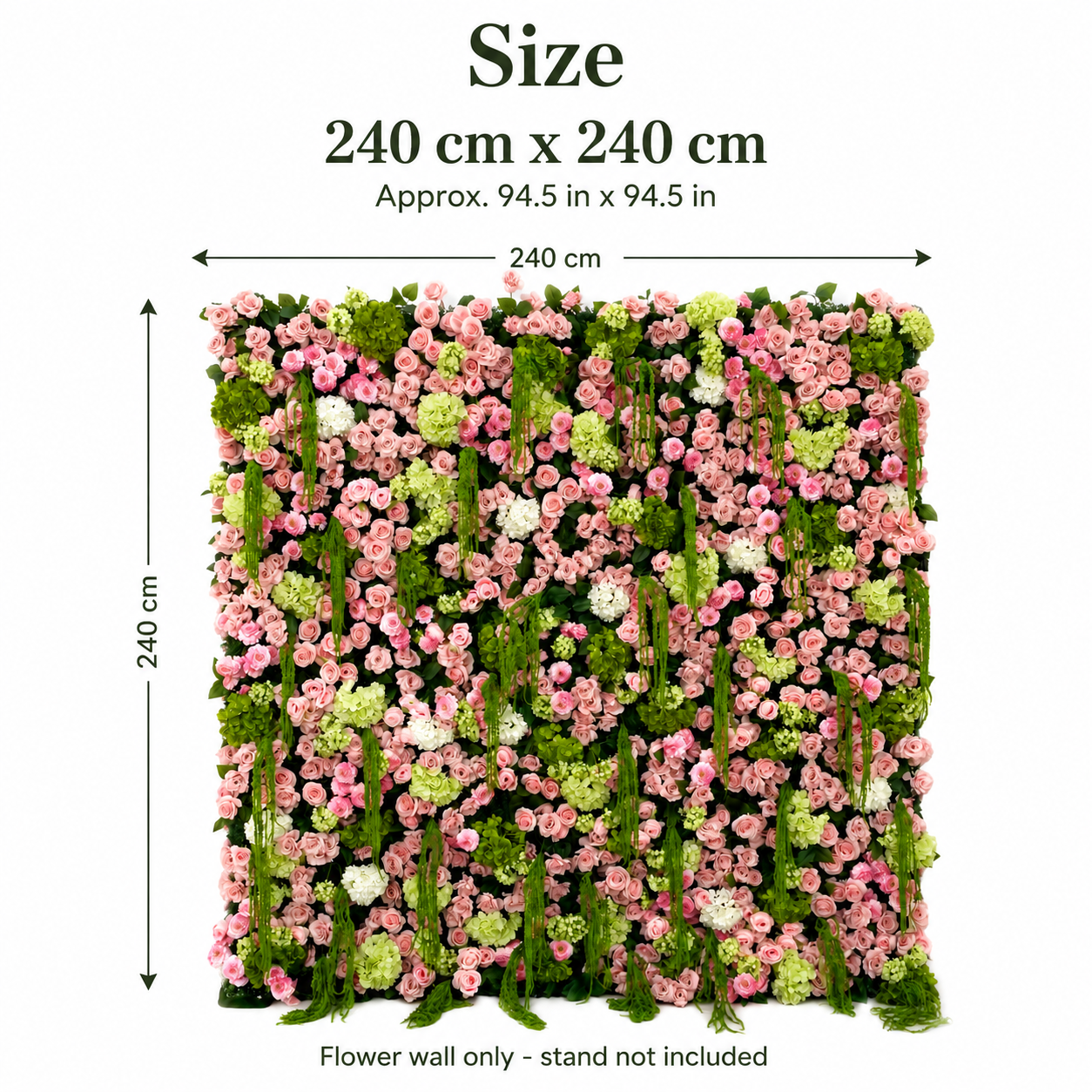 Artificial Flower Wall 240x240cm Wedding Party Backdrop, Stand Not Included