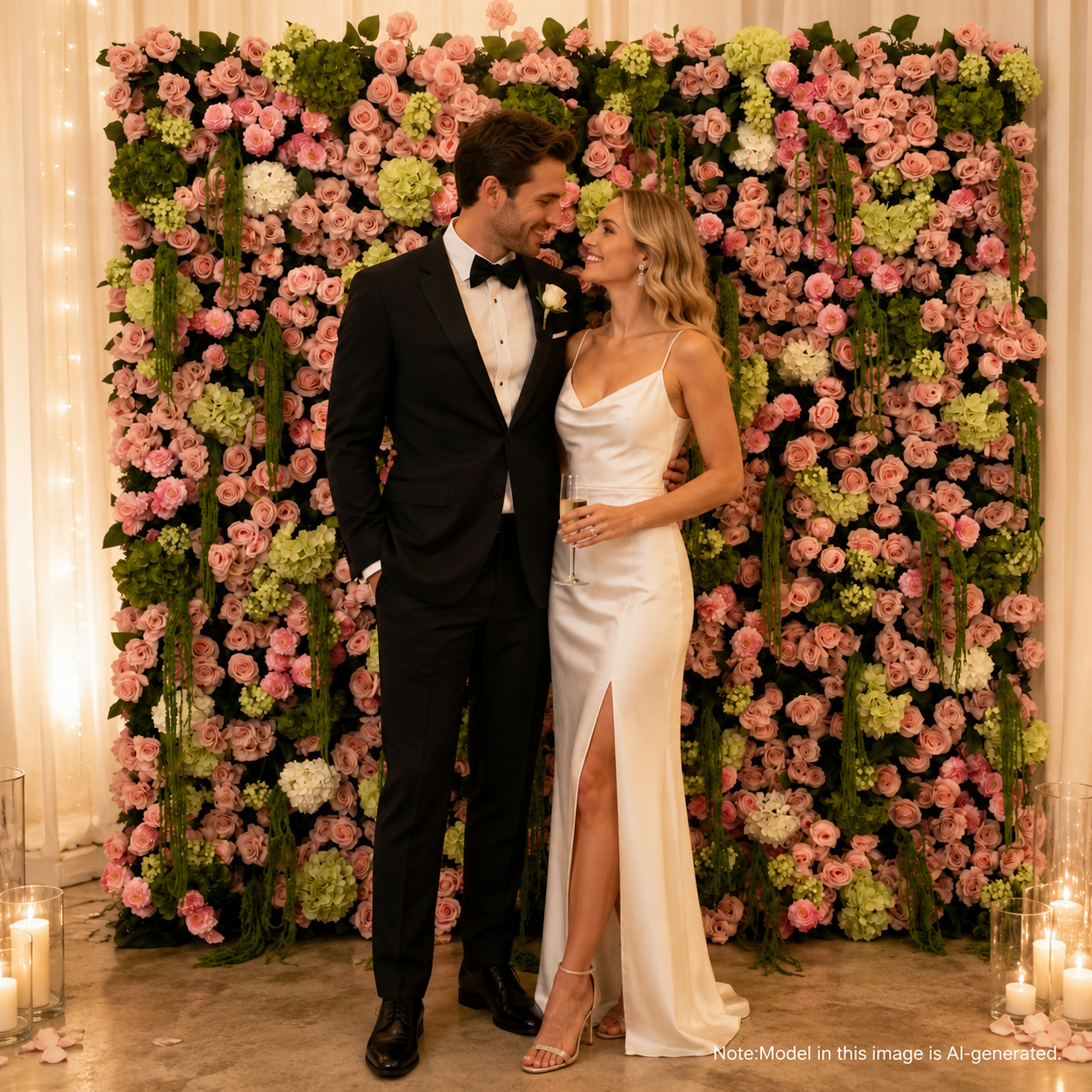 Artificial Flower Wall 240x240cm Wedding Party Backdrop, Stand Not Included