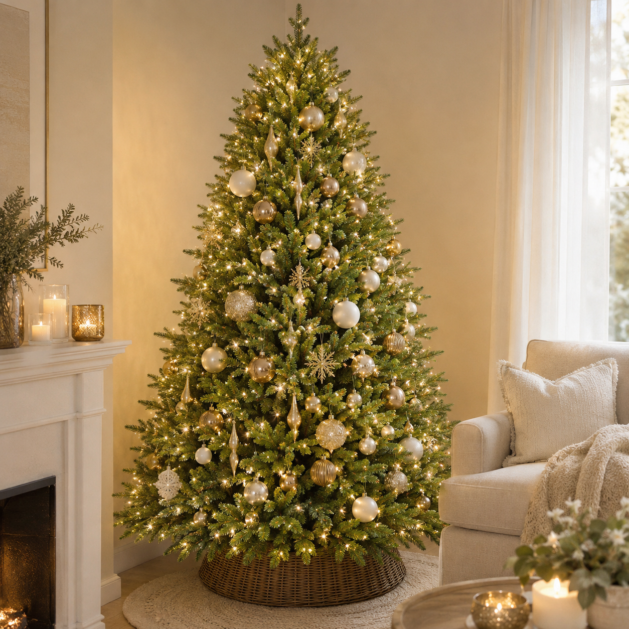 Artificial Christmas Tree, Unlit Full Green Xmas Tree for Home & Events