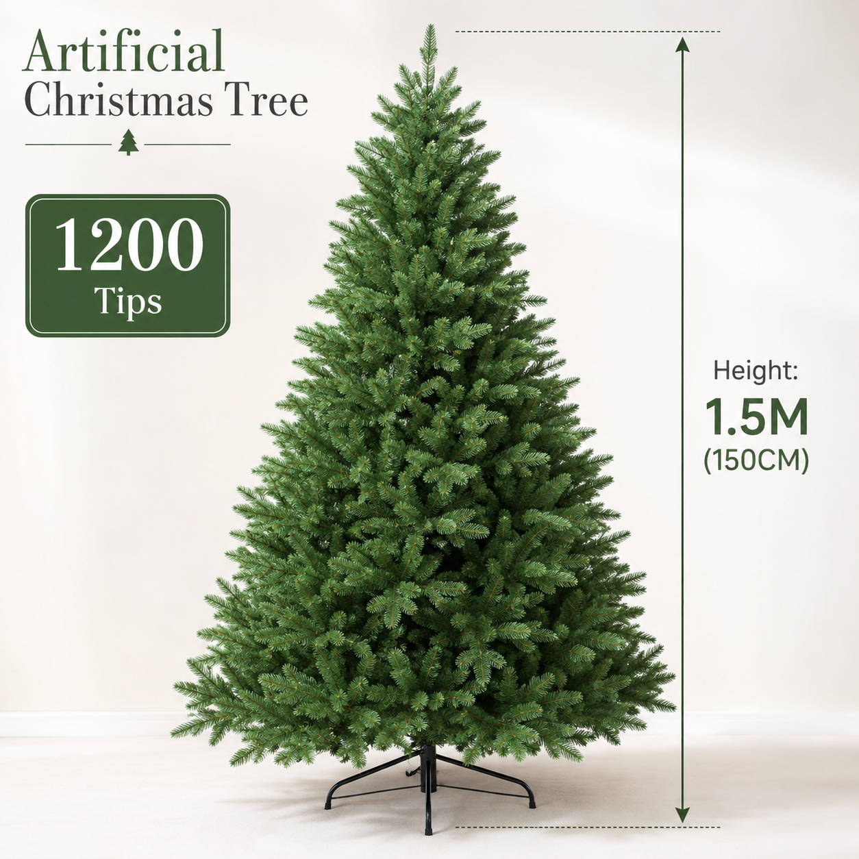 Artificial Christmas Tree, Unlit Full Green Xmas Tree for Home & Events