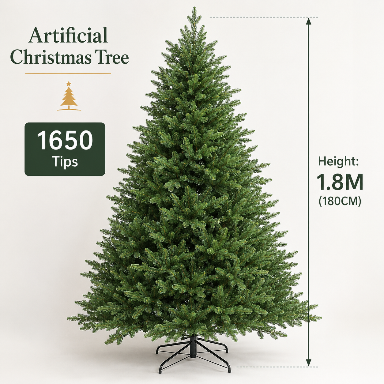 Artificial Christmas Tree, Unlit Full Green Xmas Tree for Home & Events