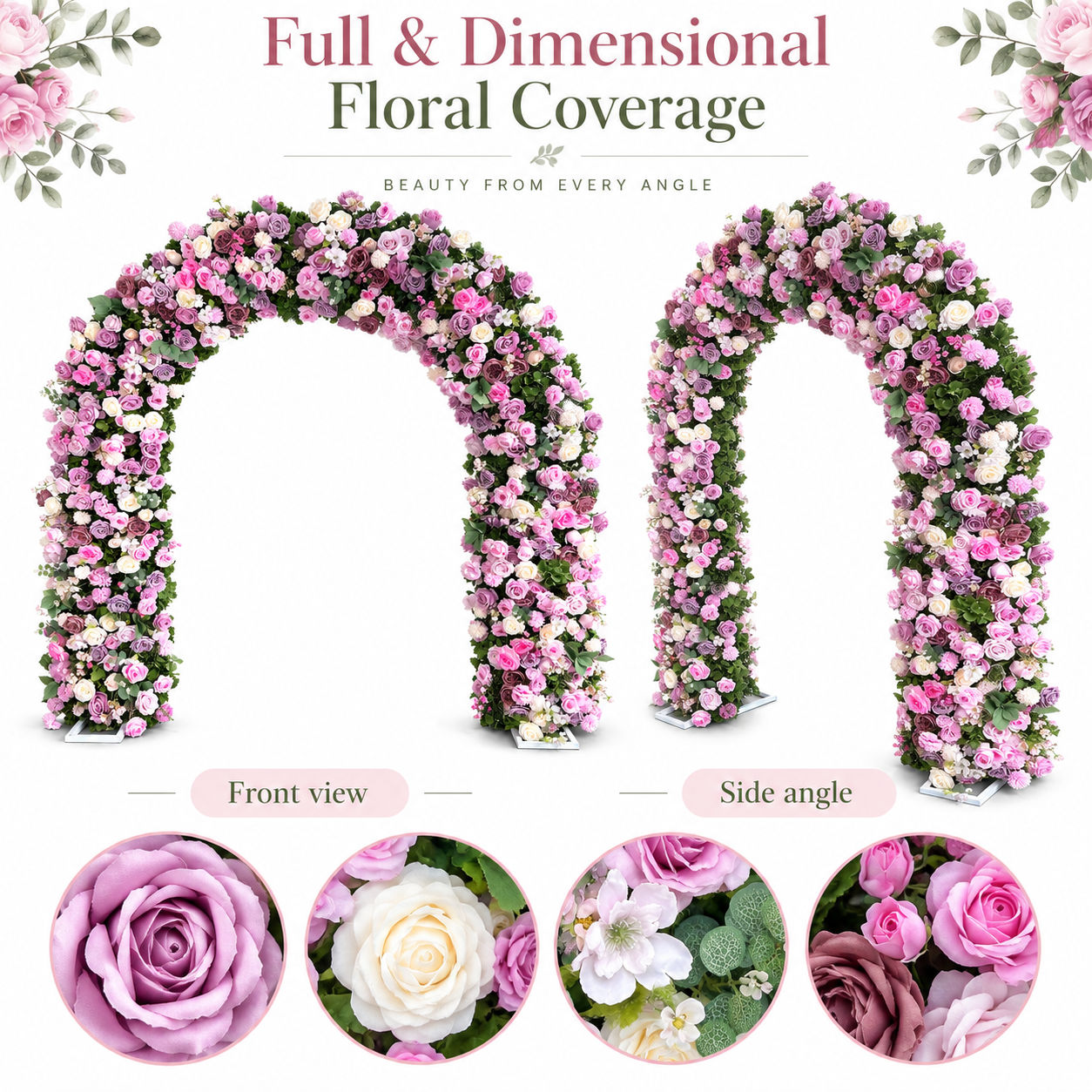 Artificial Flower Arch with Frame, 94.5in Wedding Floral Backdrop