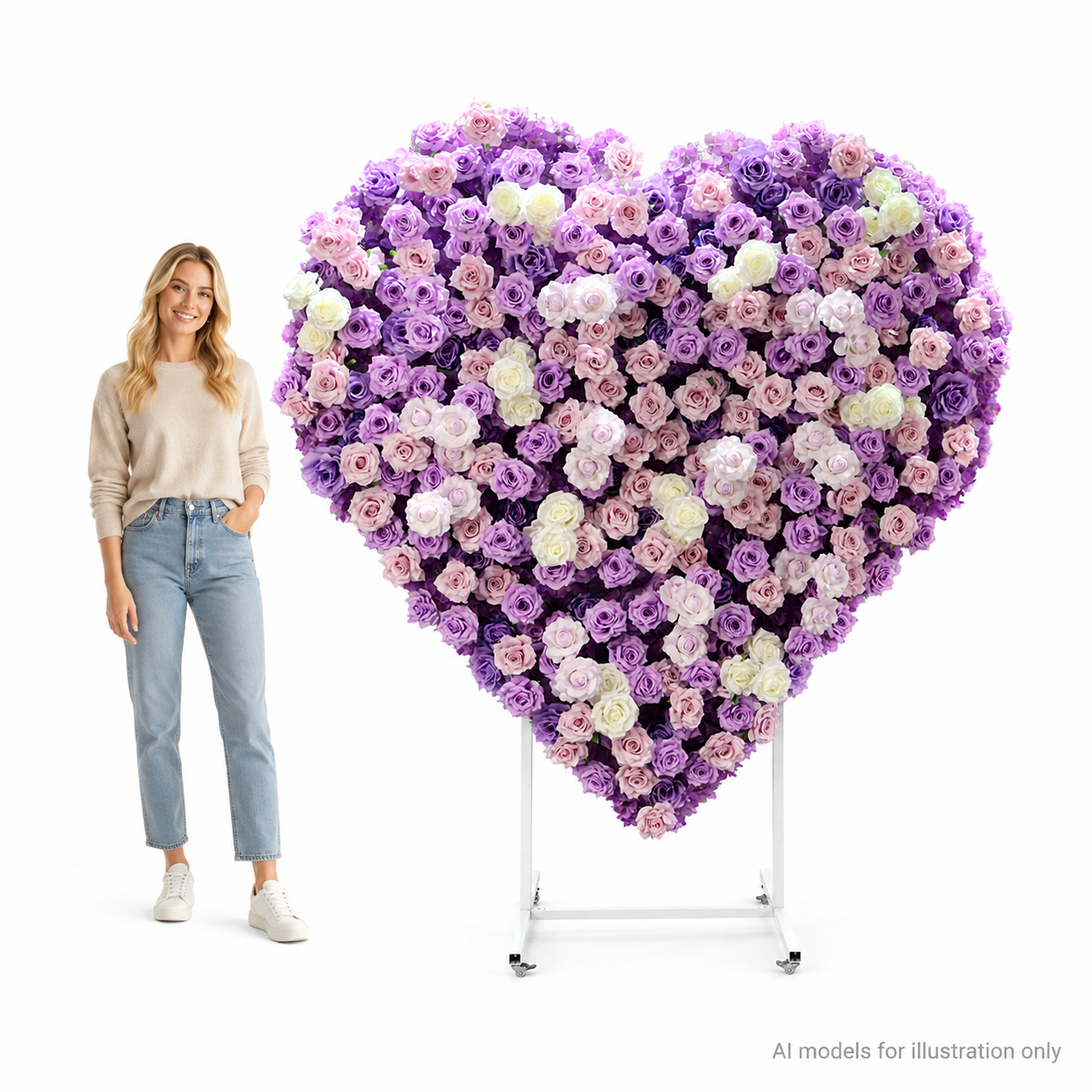 Heart Flower Arch with Stand, Wedding Floral Backdrop Decor