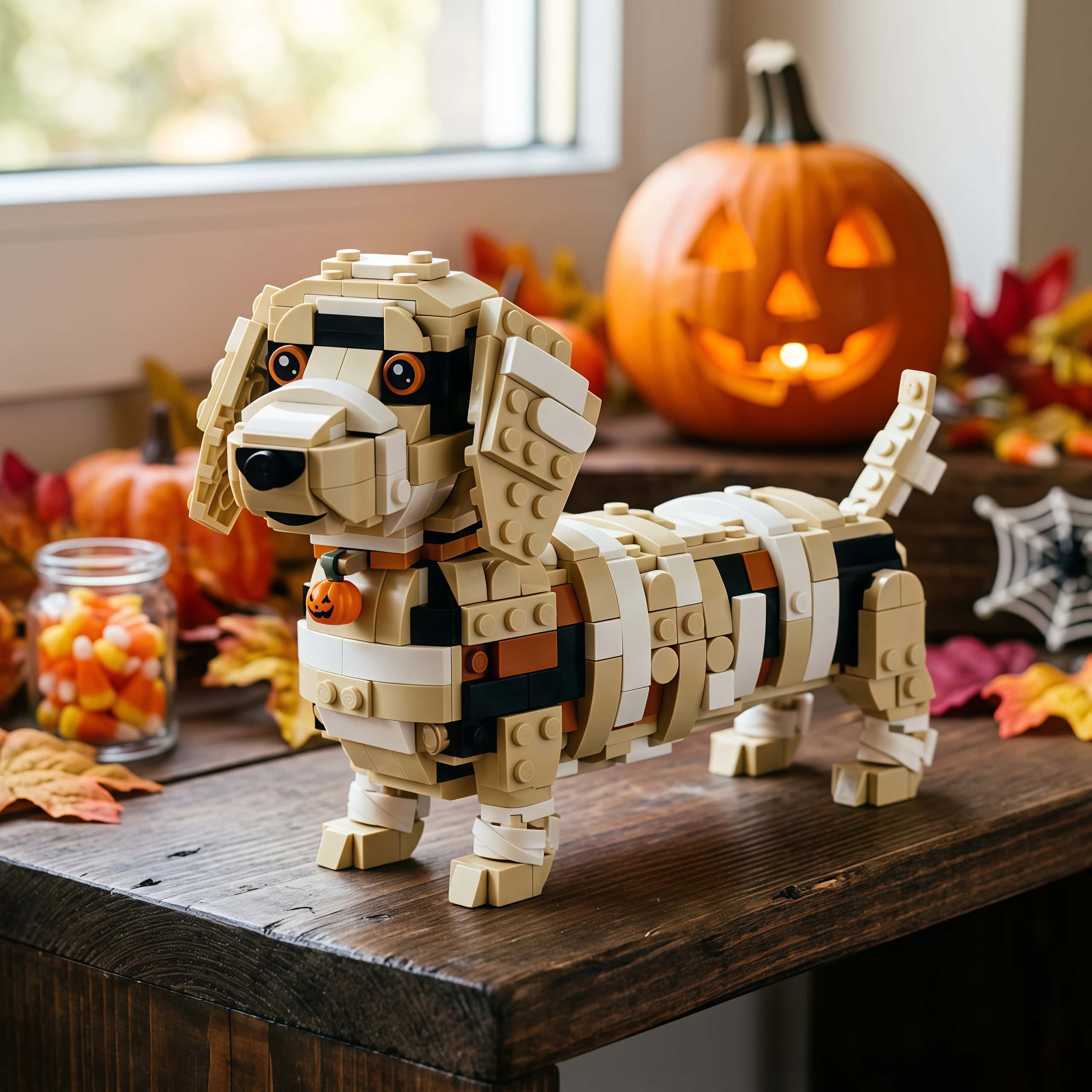 Spooky Mummy Dachshund Building Block Set
