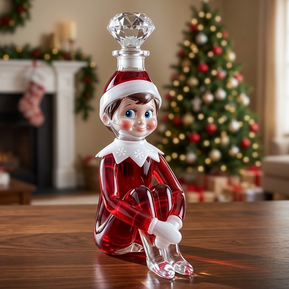 Festive Elf Glass Decanter