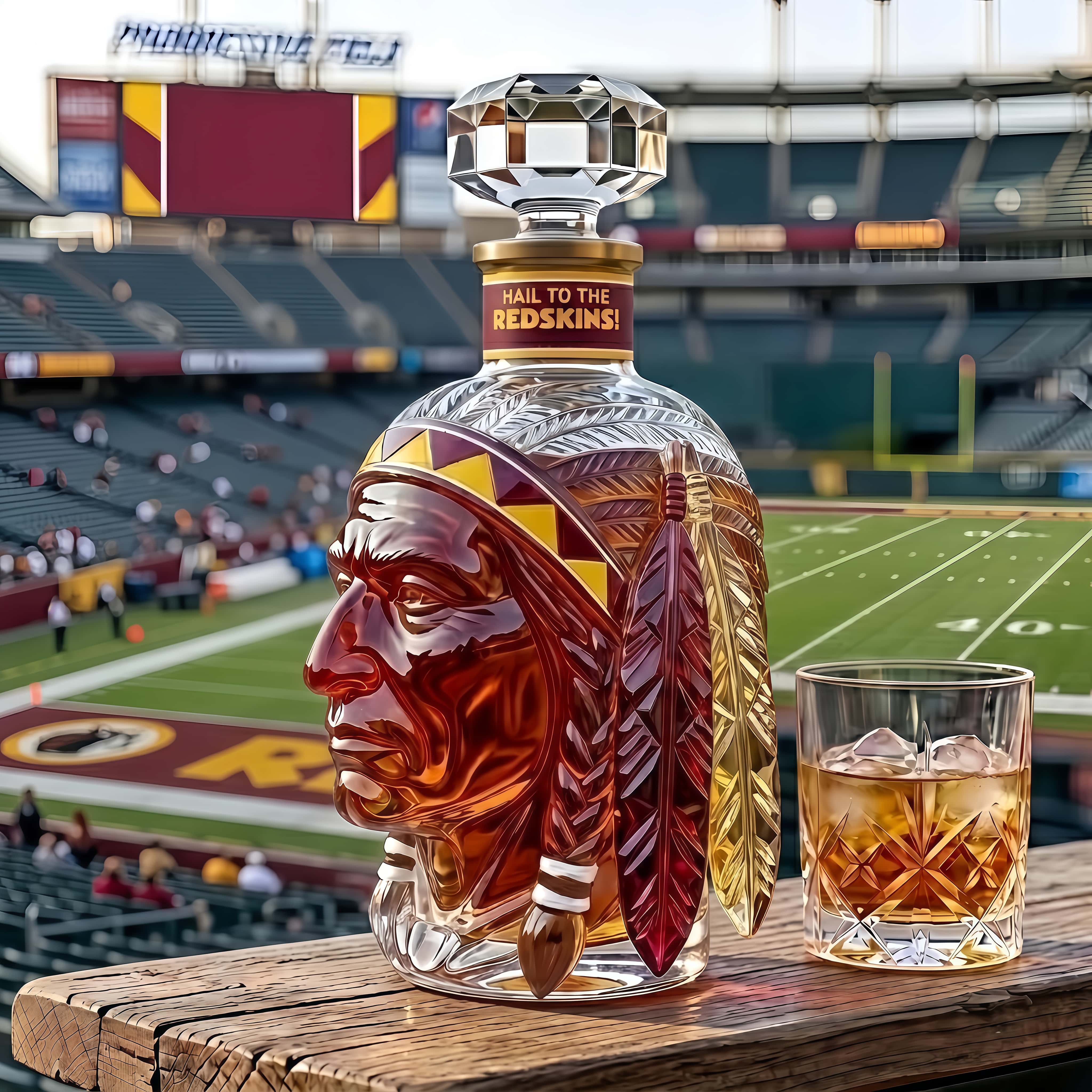 Hail To The Redskins Whiskey Bottle