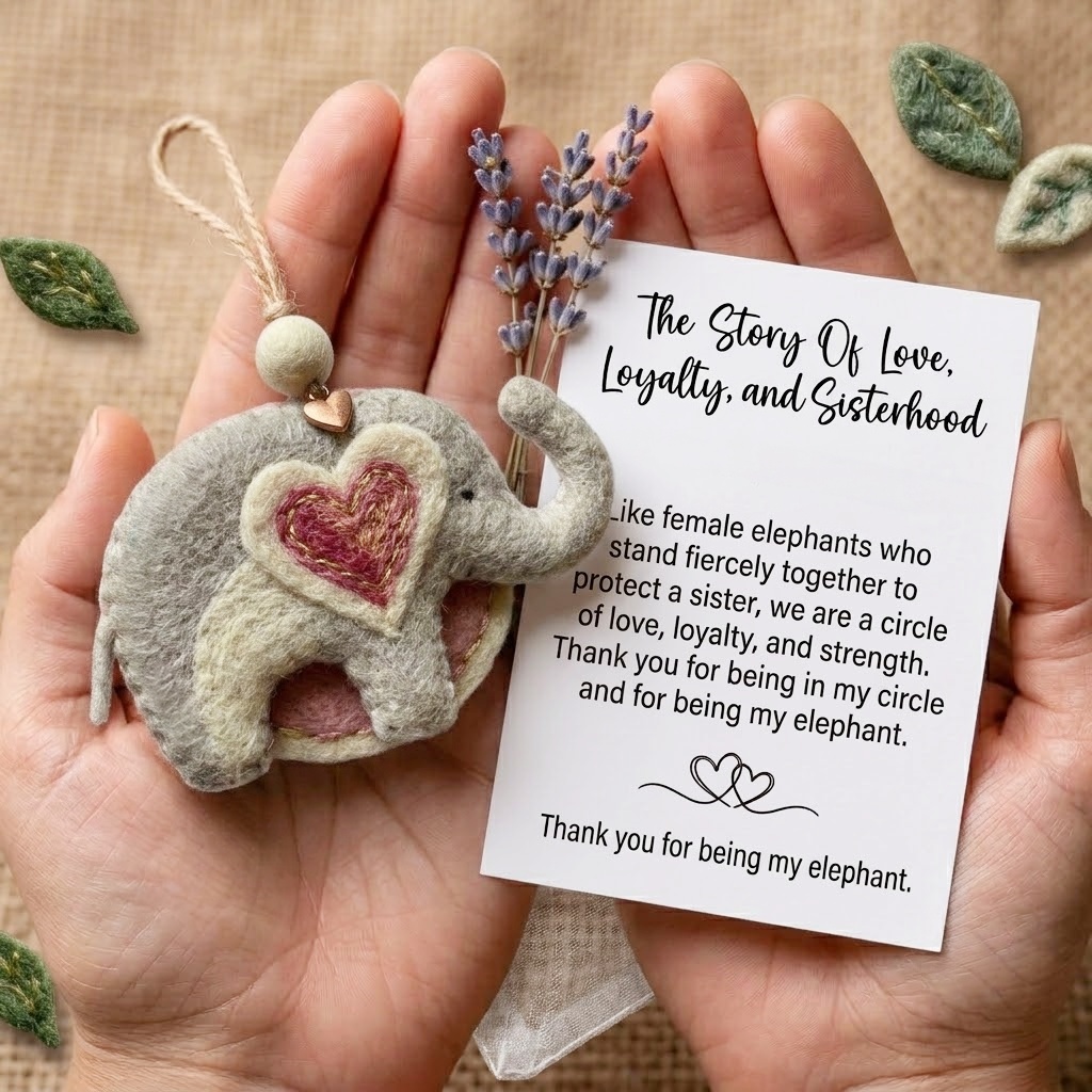 Handmade Felt Elephant Sisterhood Ornament