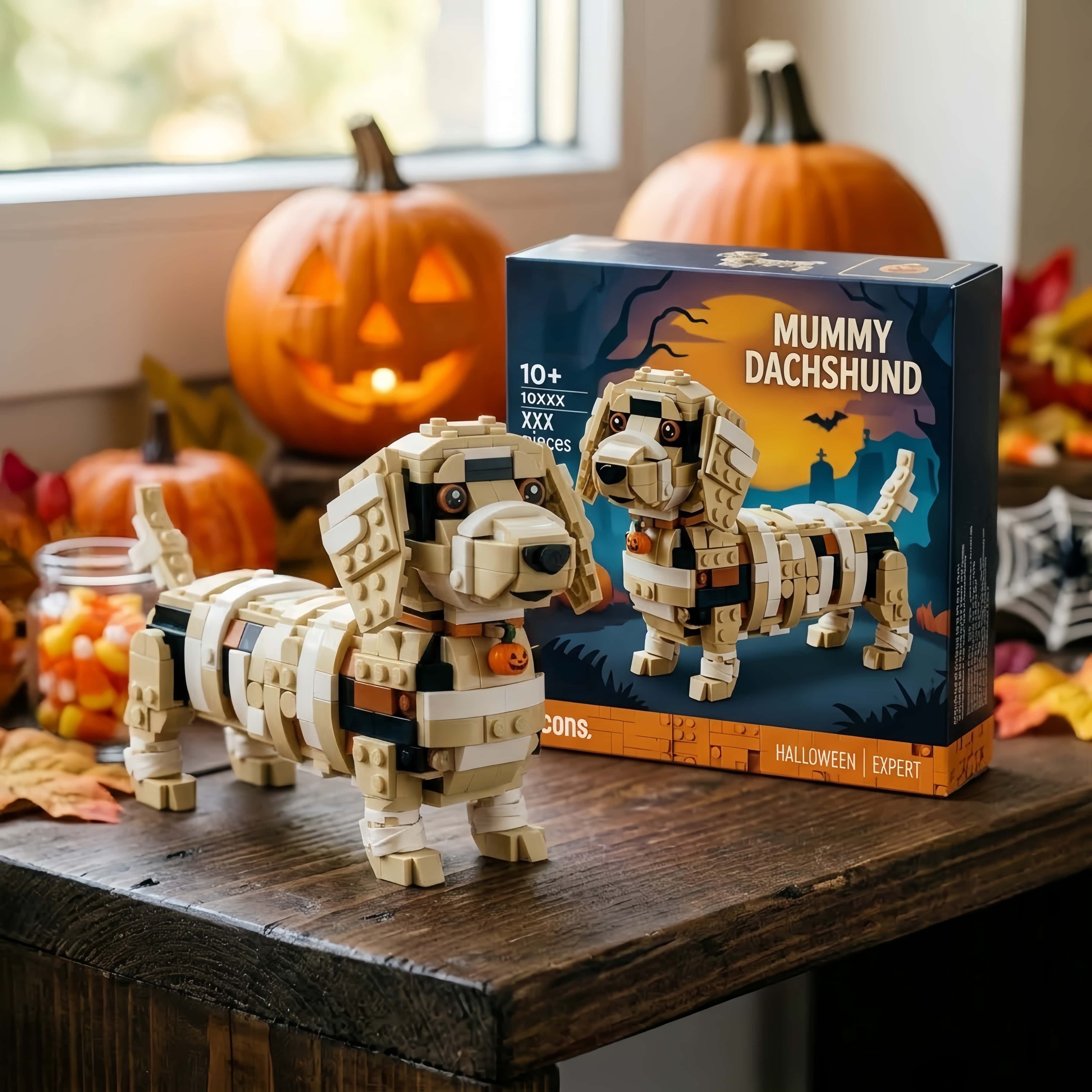 Spooky Mummy Dachshund Building Block Set