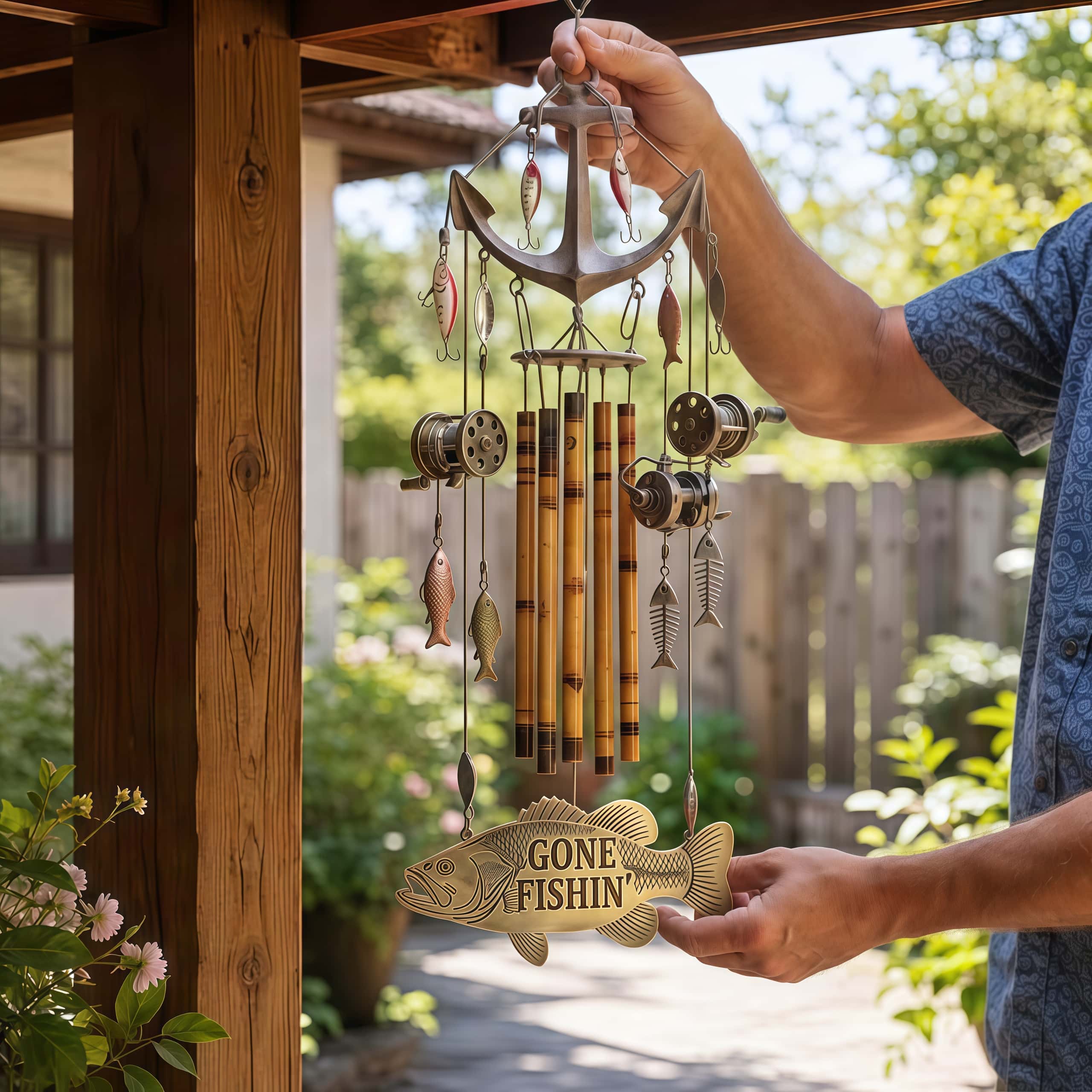 Vintage-Style Fishing Themed Wind Chime