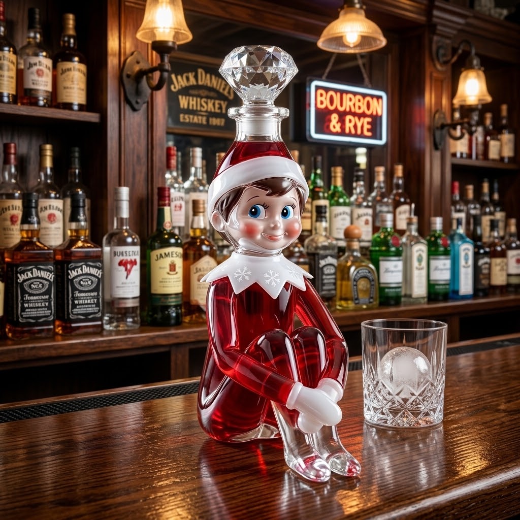 Festive Elf Glass Decanter
