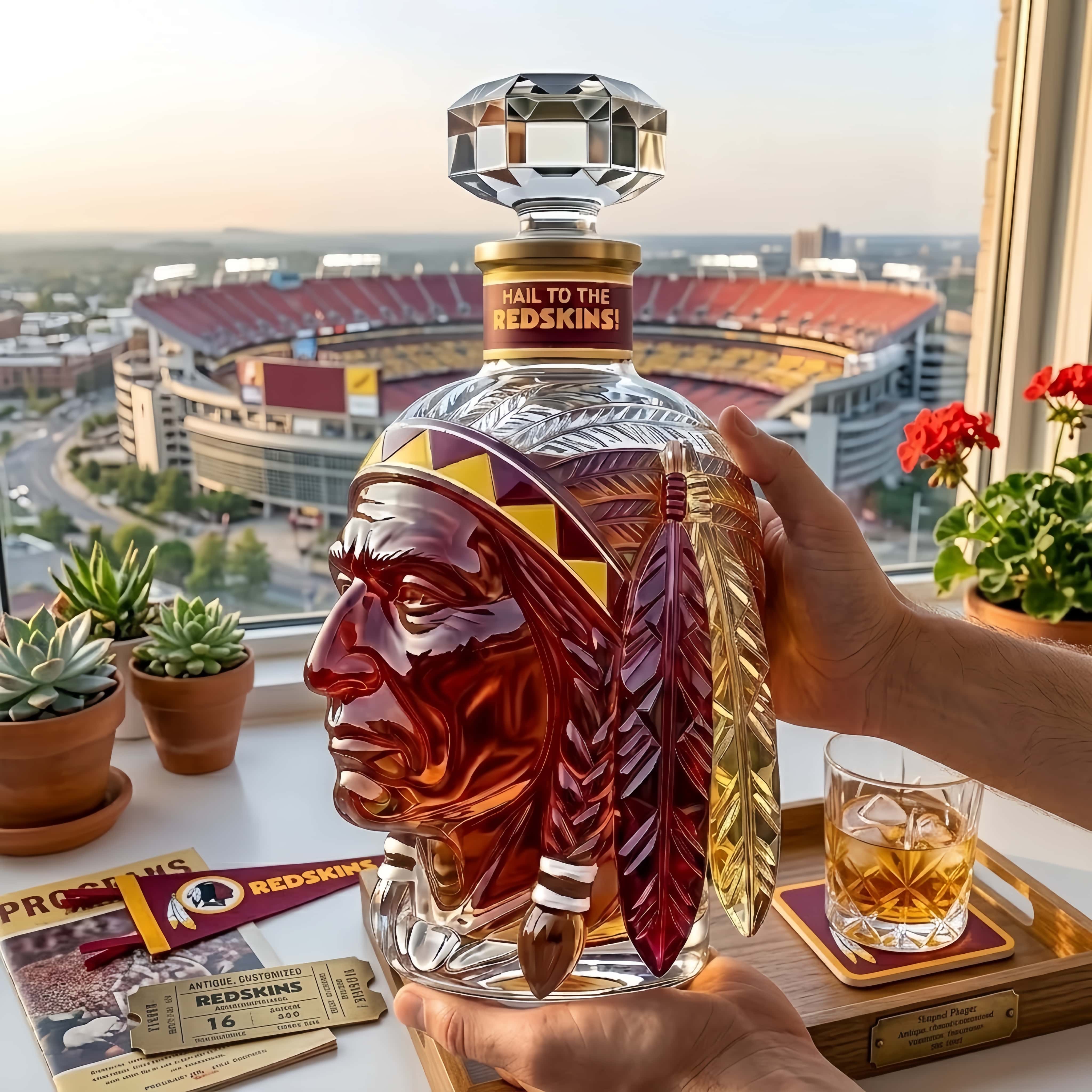 Hail To The Redskins Whiskey Bottle