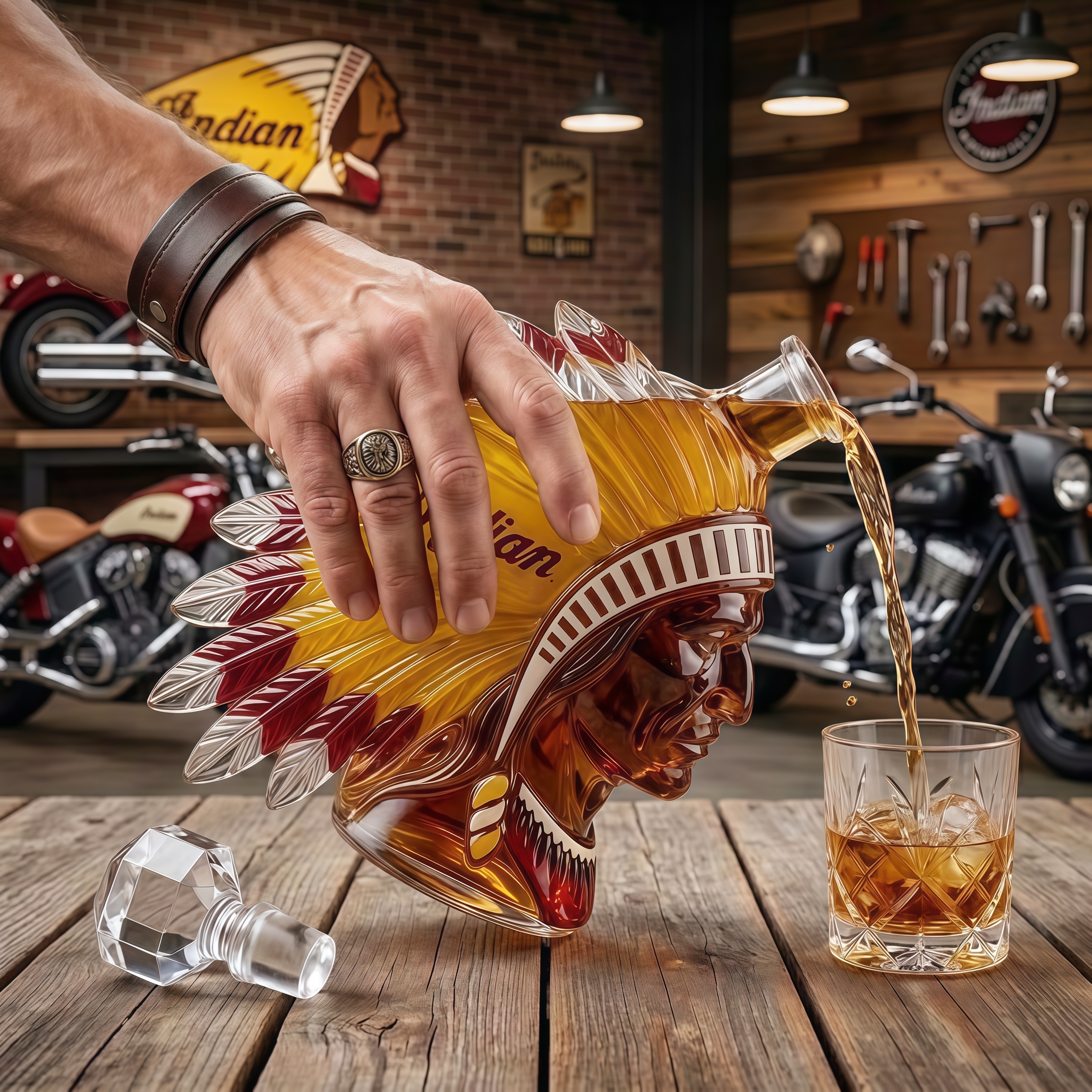 Indian Motorcycle Whiskey Decanter