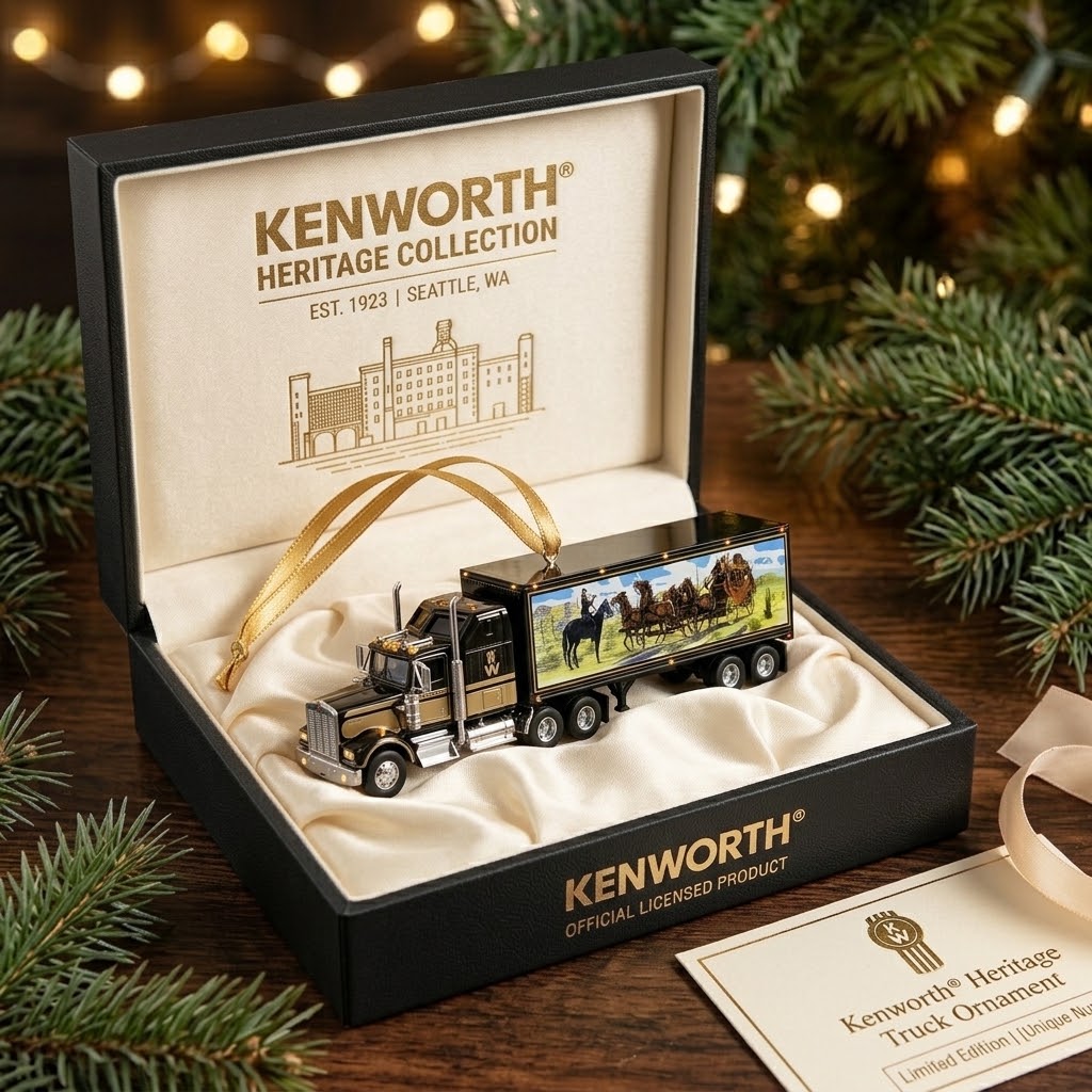 Haul Home the Spirit of the Open Road:Kenworth Heritage Semi-Truck Ornament!