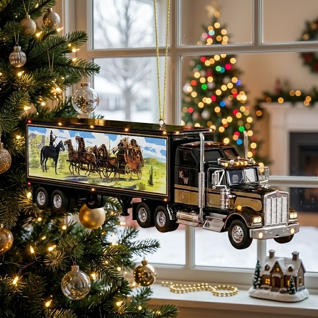 Haul Home the Spirit of the Open Road:Kenworth Heritage Semi-Truck Ornament!
