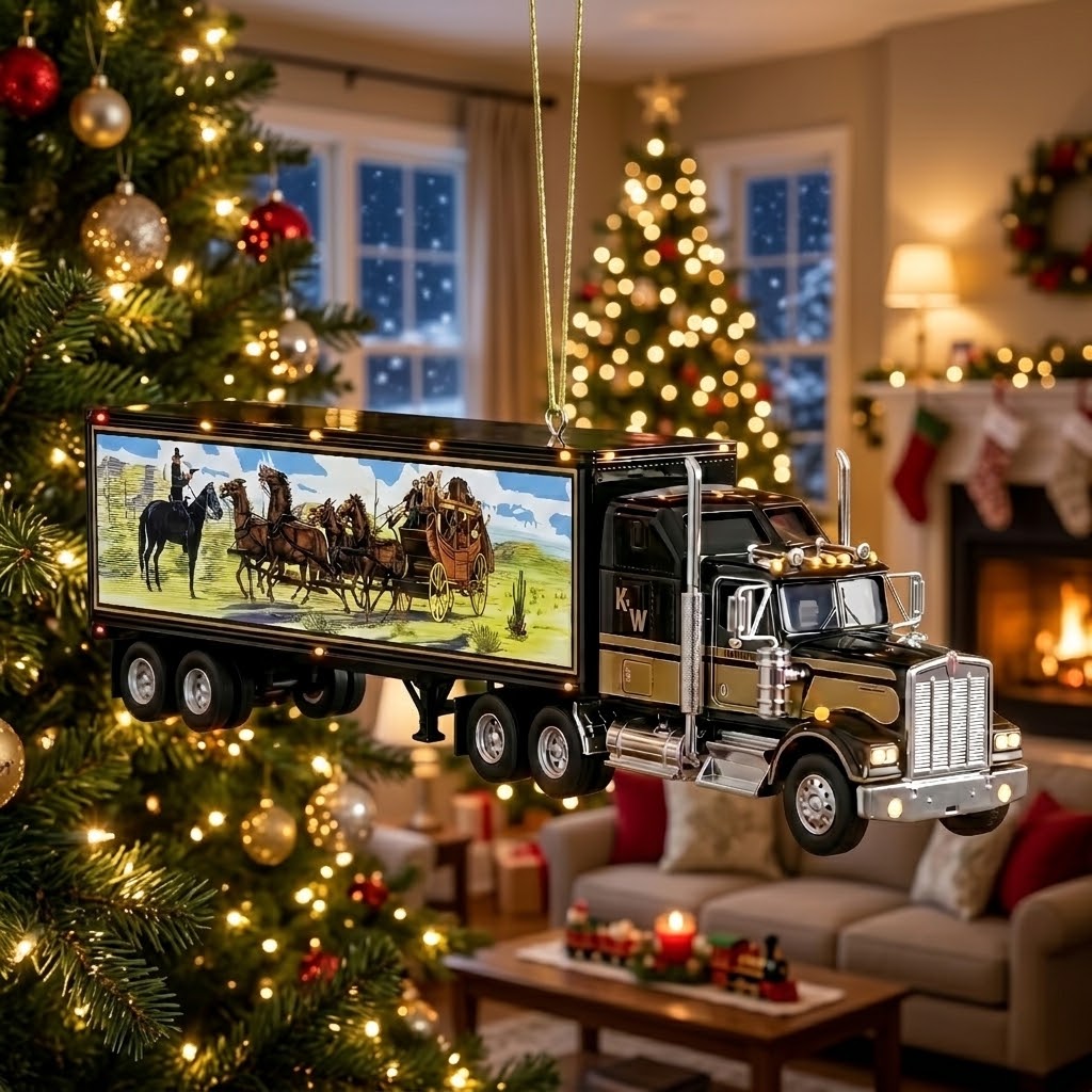 Haul Home the Spirit of the Open Road:Kenworth Heritage Semi-Truck Ornament!