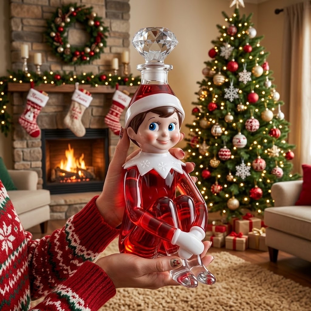 Festive Elf Glass Decanter