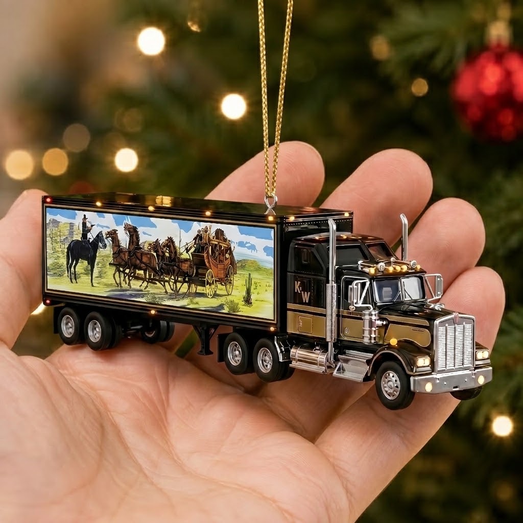 Haul Home the Spirit of the Open Road:Kenworth Heritage Semi-Truck Ornament!
