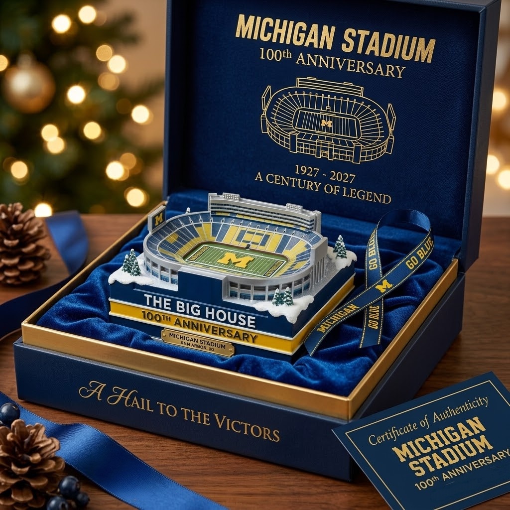 The Big House with the Michigan Stadium 100th Anniversary Snow Globe Ornament
