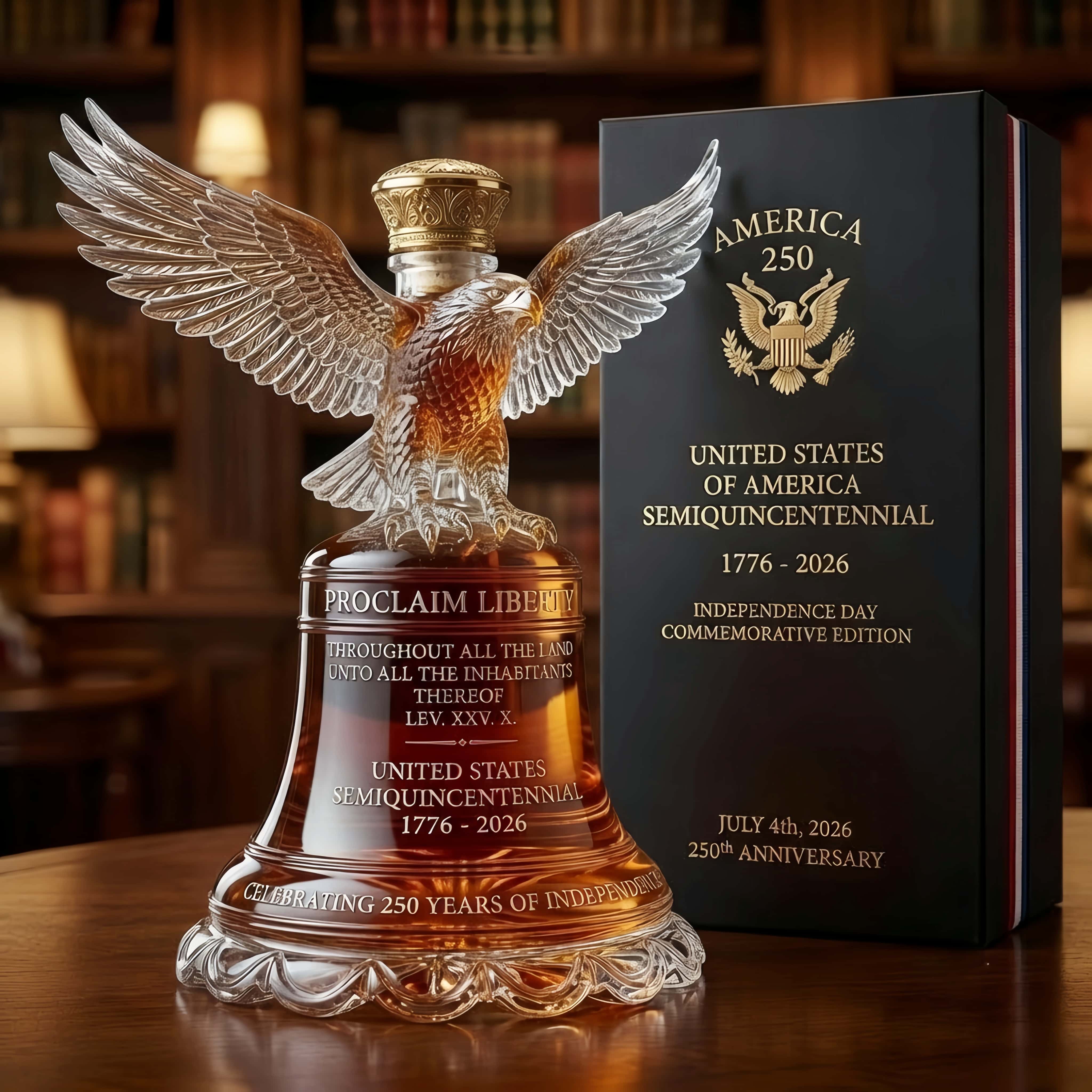U.S. 250th Anniversary Liberty Bell Whiskey Bottle