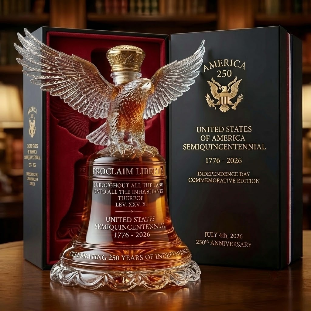 U.S. 250th Anniversary Liberty Bell Whiskey Bottle