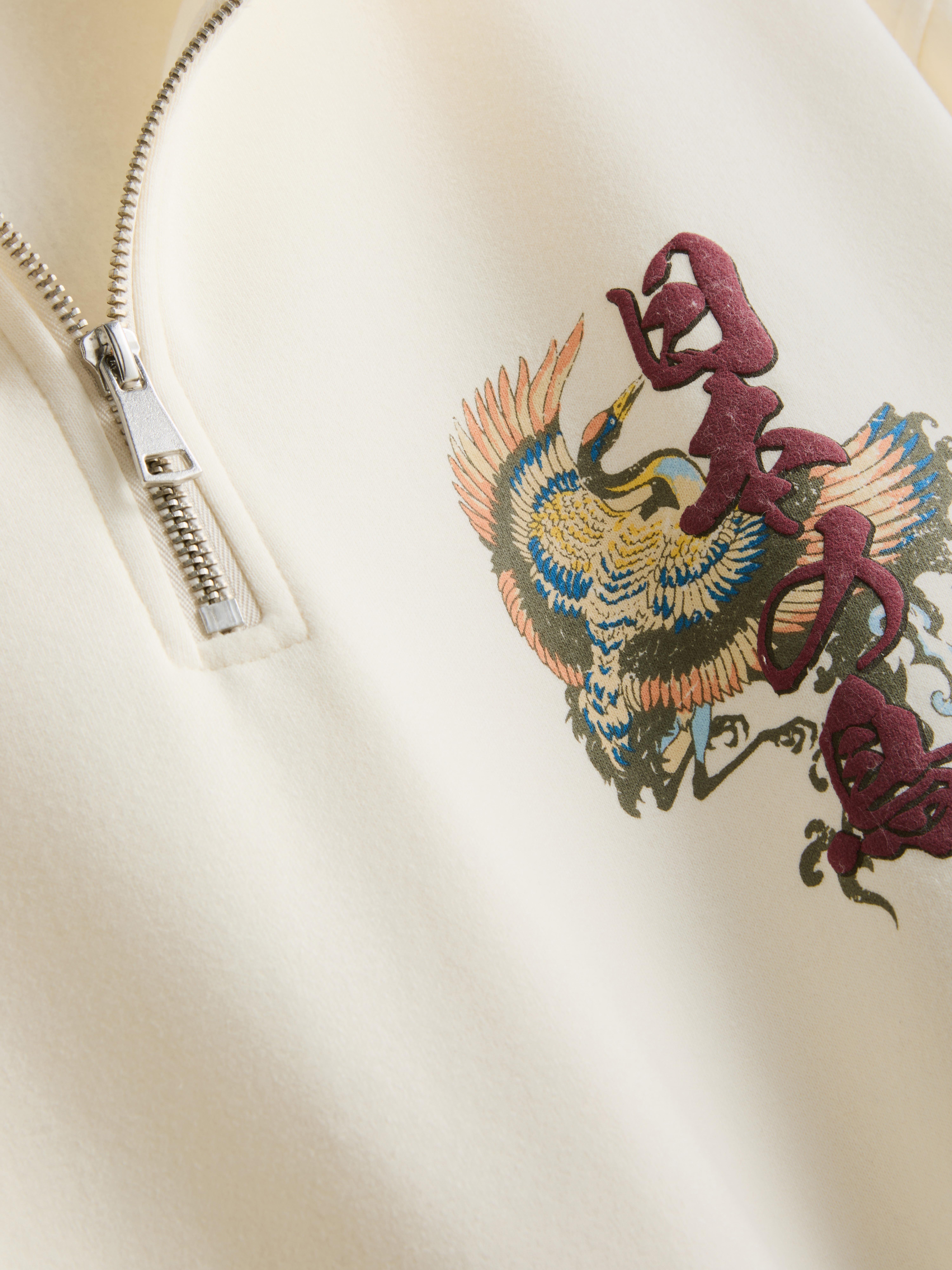 Funnel Neck Half-Zip Sweatshirt - Ivory