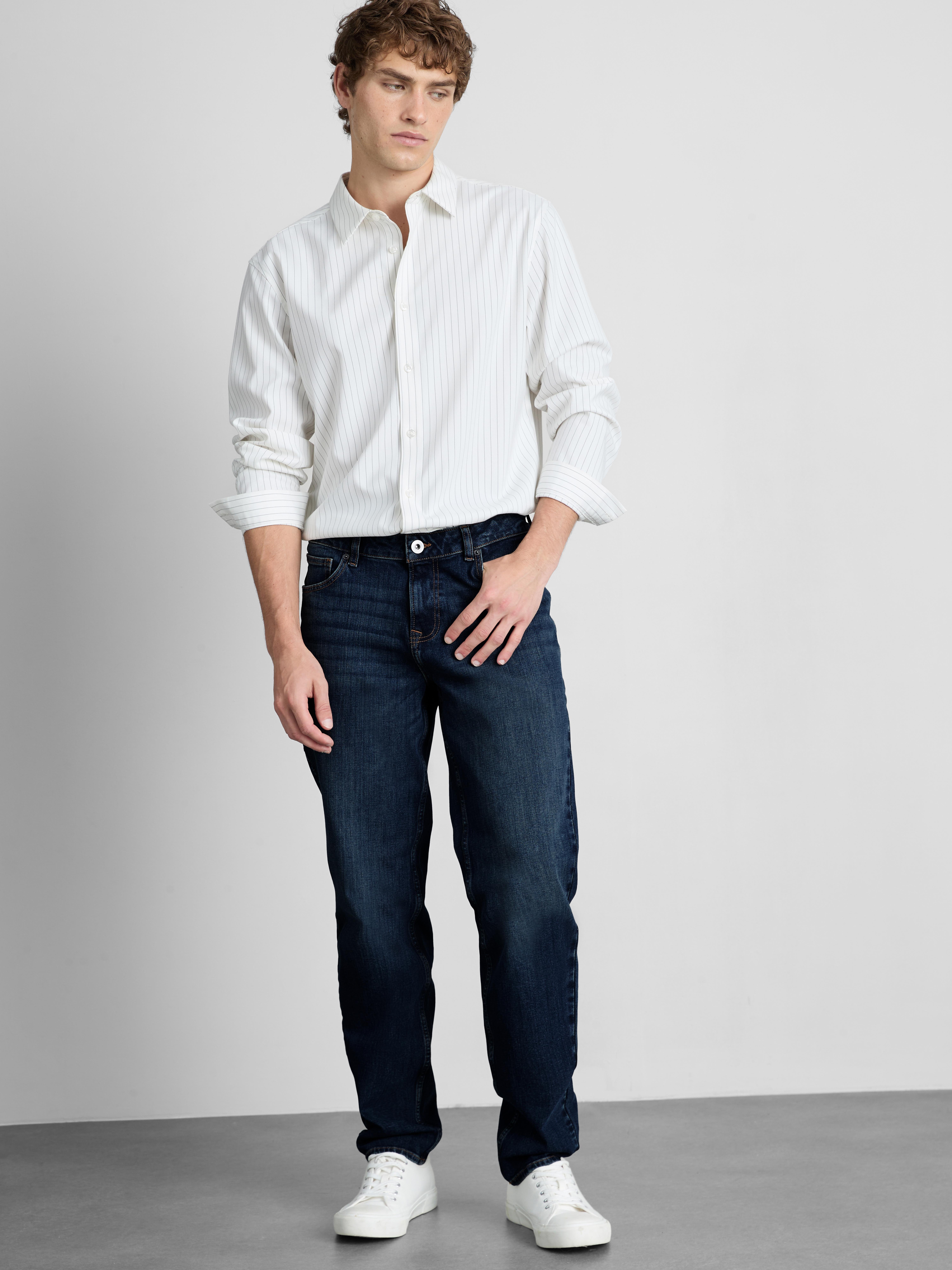 Mid-Rise Slim Fit Jeans - Dark Blue