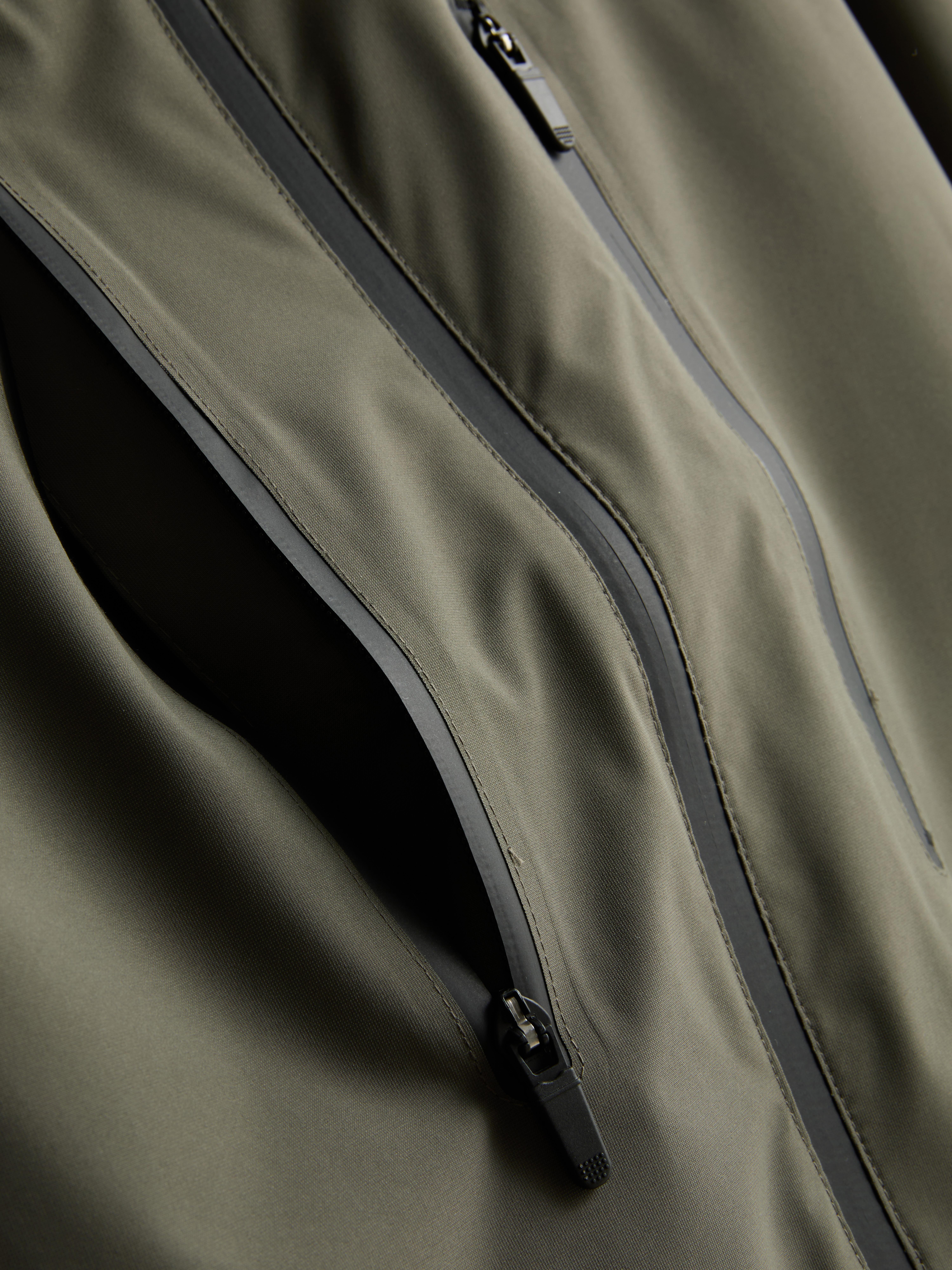 Hooded Zip Raincoat - Olive