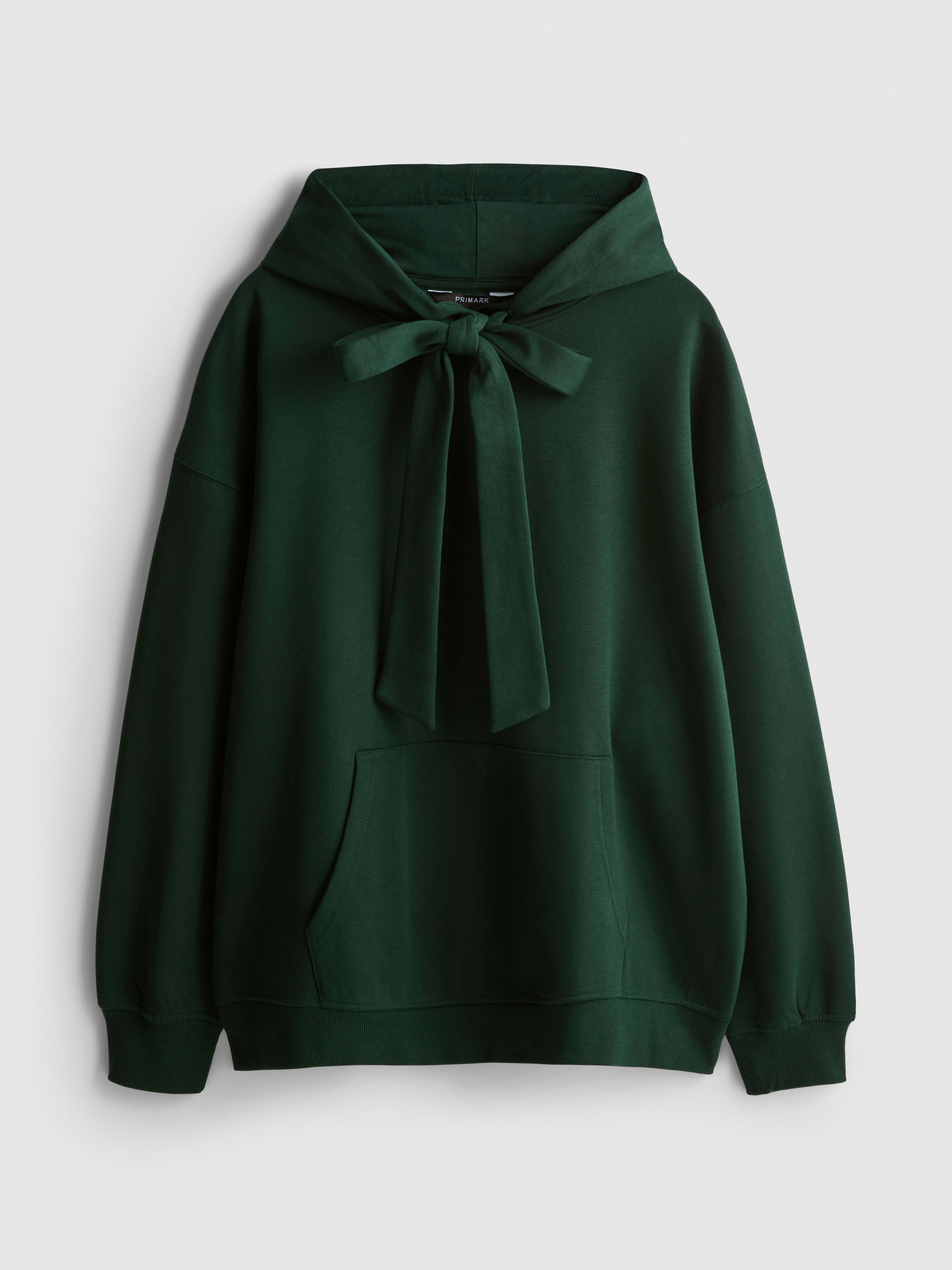 Paula Echevarría Cotton-Rich Bow Tie Hoodie - Dark Green